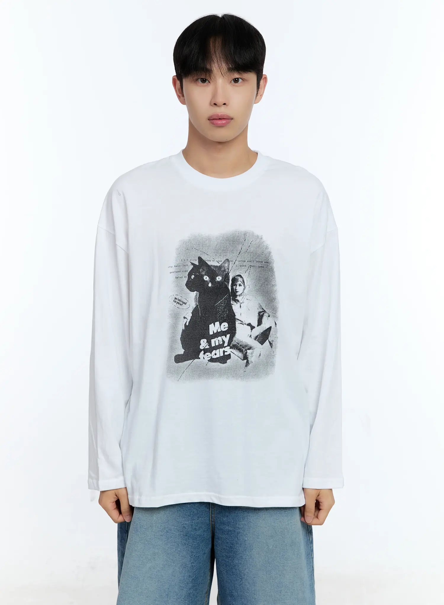 Men's Cat Graphic Long Sleeve T-Shirt IG515