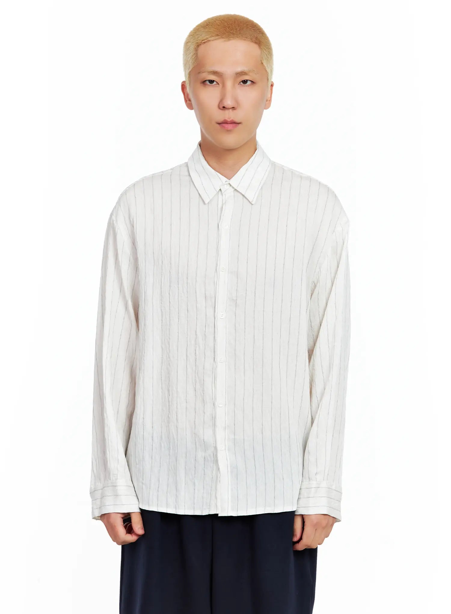 Men's Linen Button-Up Shirt IL514