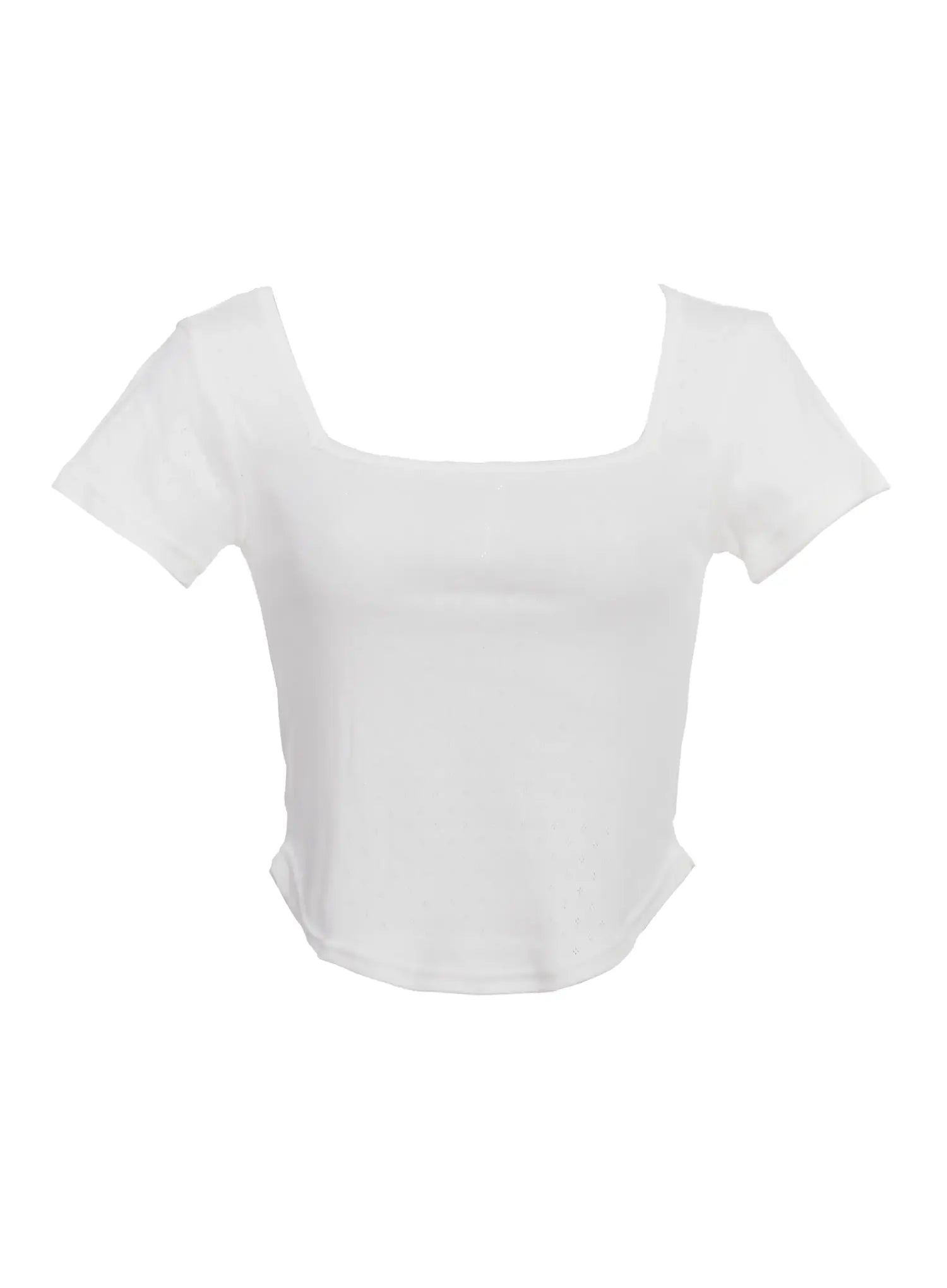 Punched Square-Neck Short-Sleeve Tee IC503