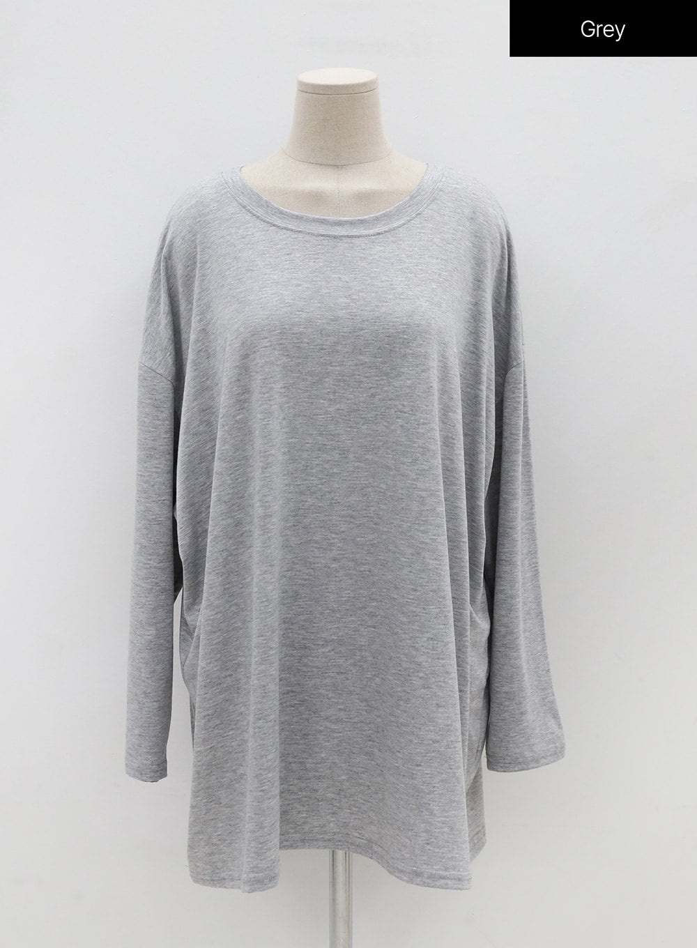 Plus Basic Span Round Neck Long Sleeve T-Shirt IG09