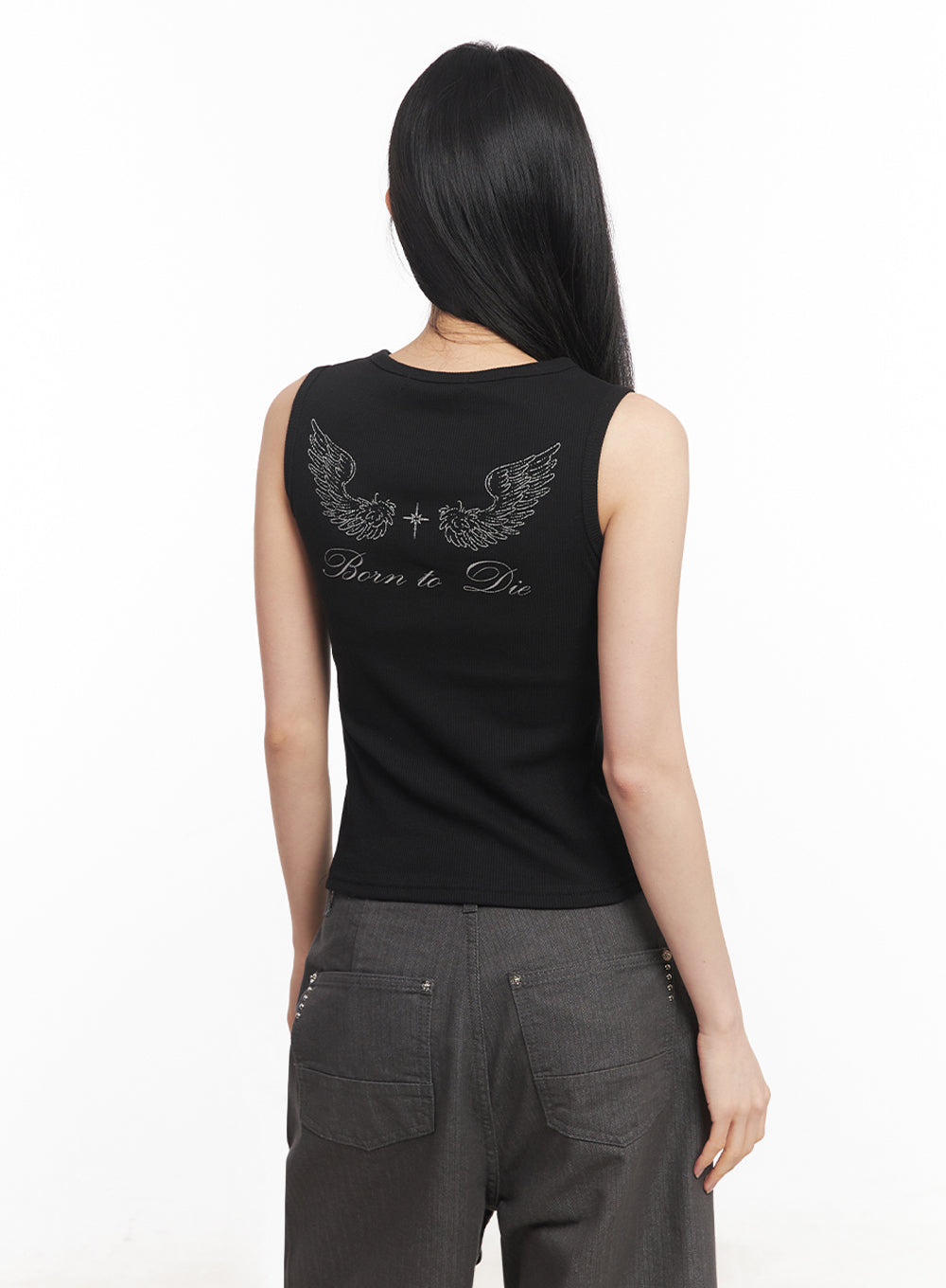 Slim-Fit Sleeveless Star Graphic Top IY516