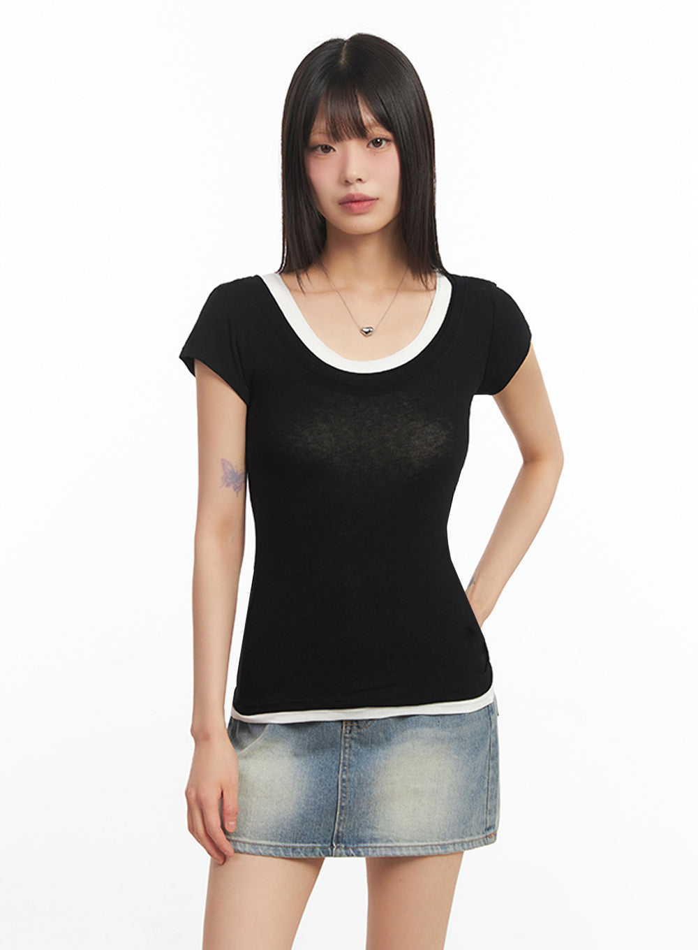 Slim-Fit Slightly Sheer Top IA528