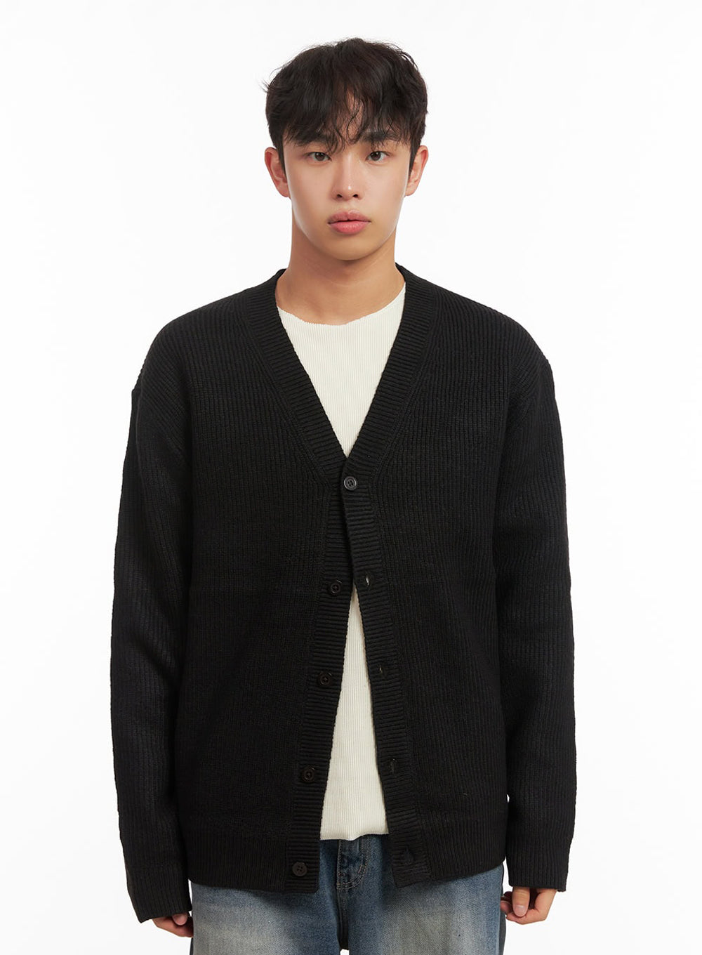 Men's V-Neck Buttoned Knit Cardigan ID431