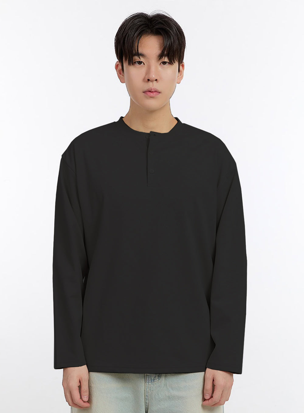 Men's Half-Buttoned Long-Sleeve T-Shirt IF528