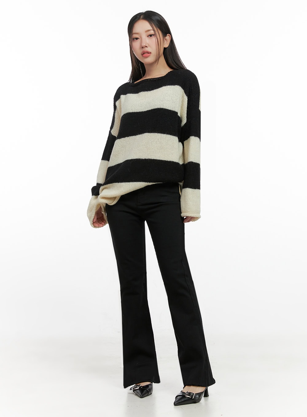 Oversize Stripe Wool Sweater IN415