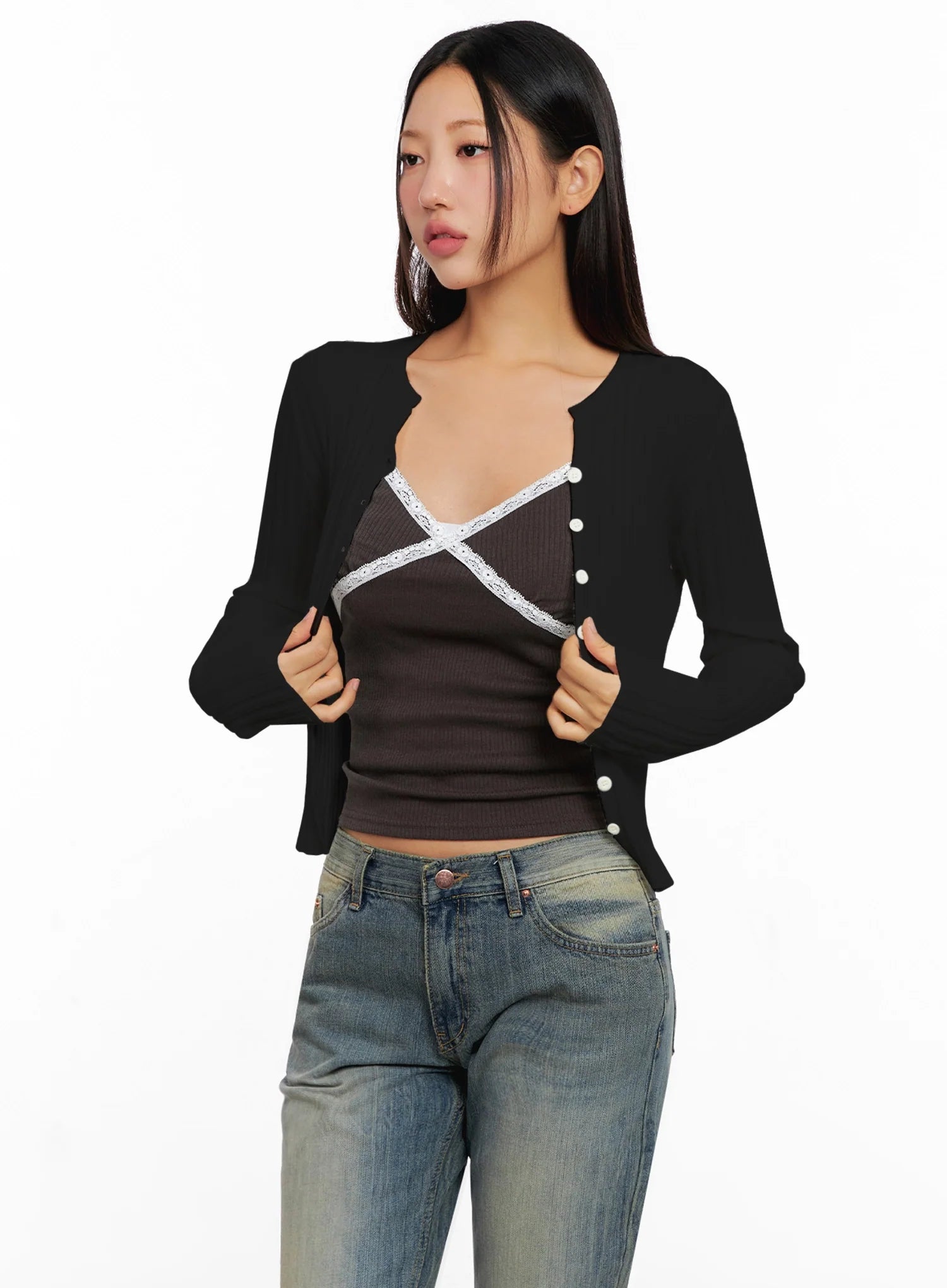 Ribbed Slim Fit Cardigan IG528