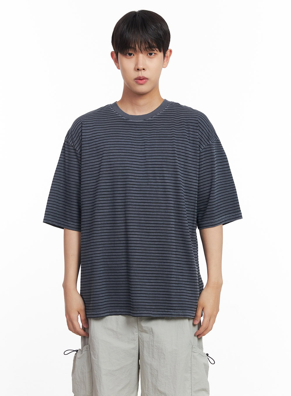 Men's Cotton Striped Round-Neck T-Shirt IY522
