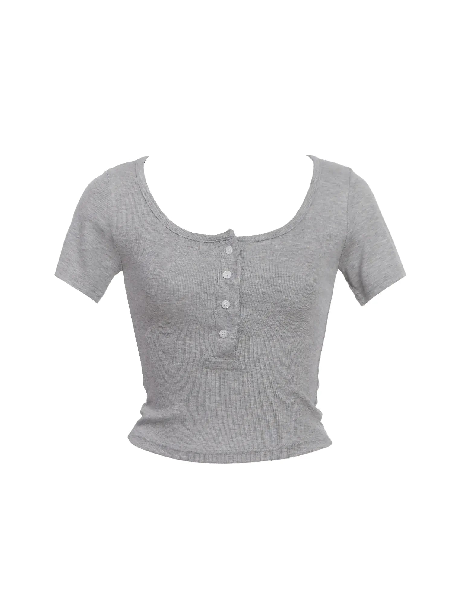Buttoned Scoop-Neck Crop Top IC503