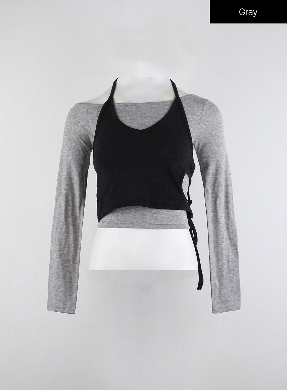 Layered Halter Crop Tee ID315