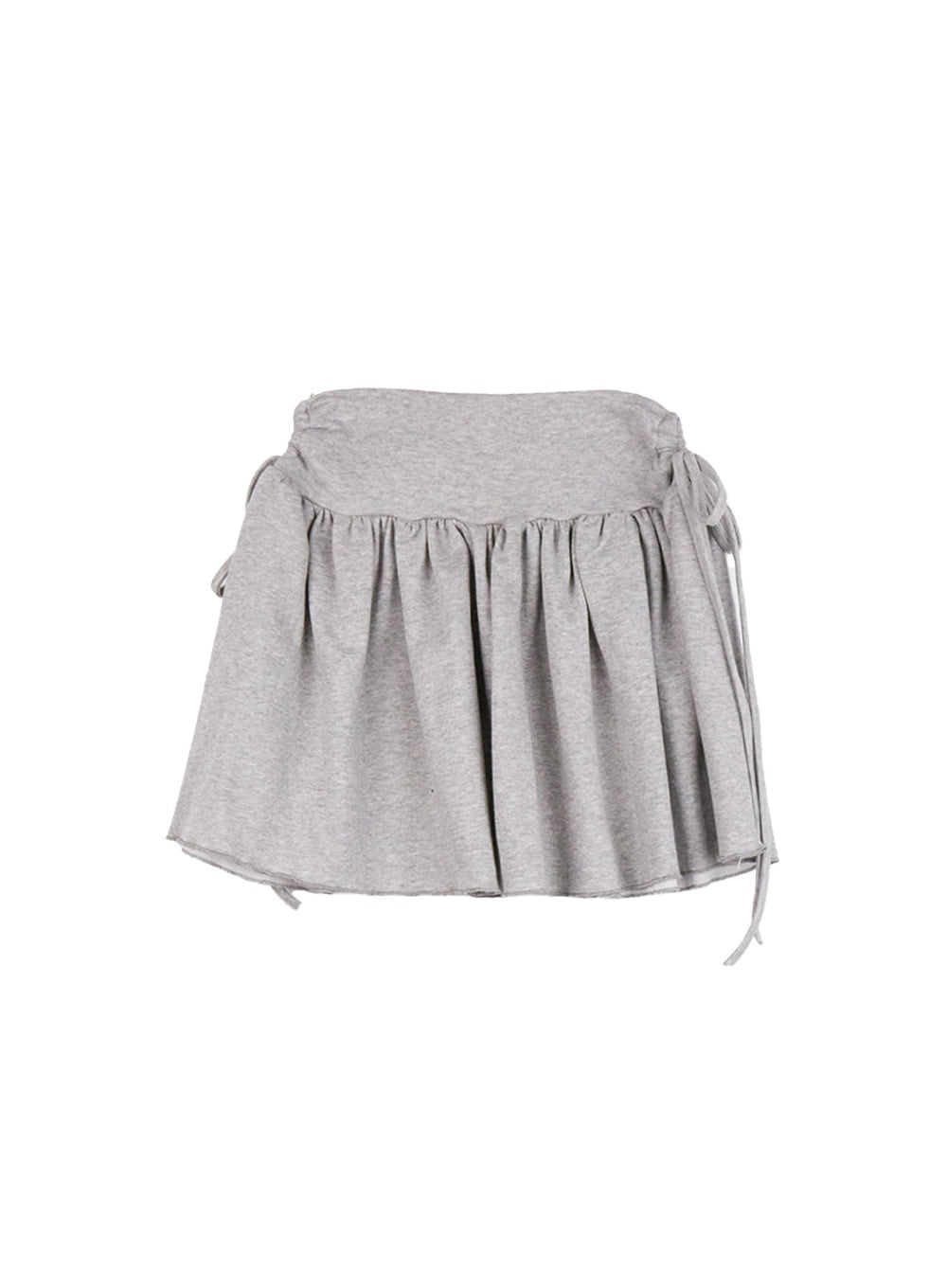 Ribbon-Tie Shirred Mini Skirt IF505