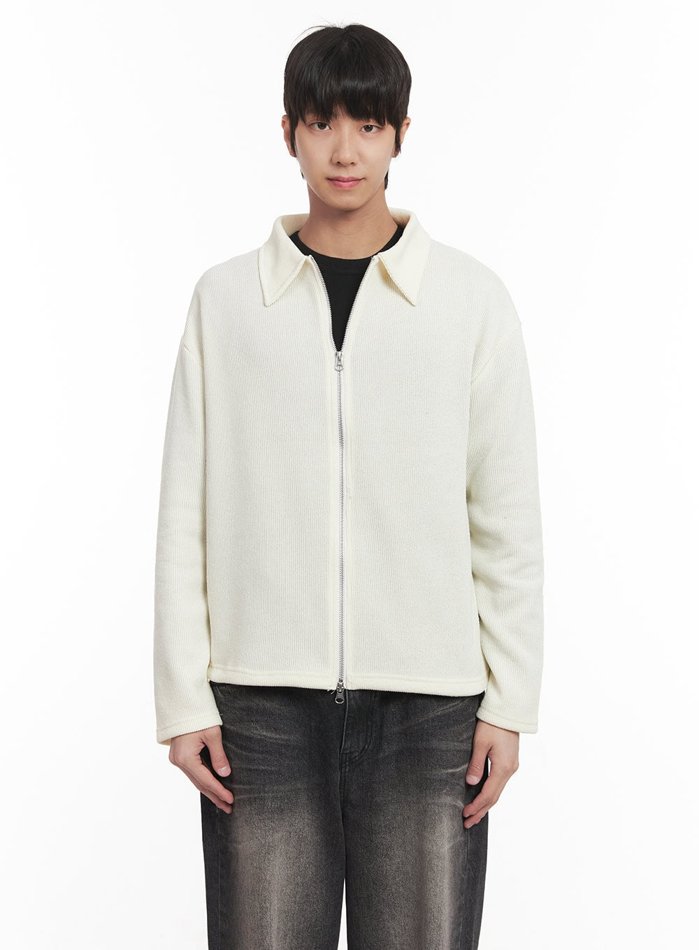 Men's Zip-Up Collared Cardigan Jacket IM518