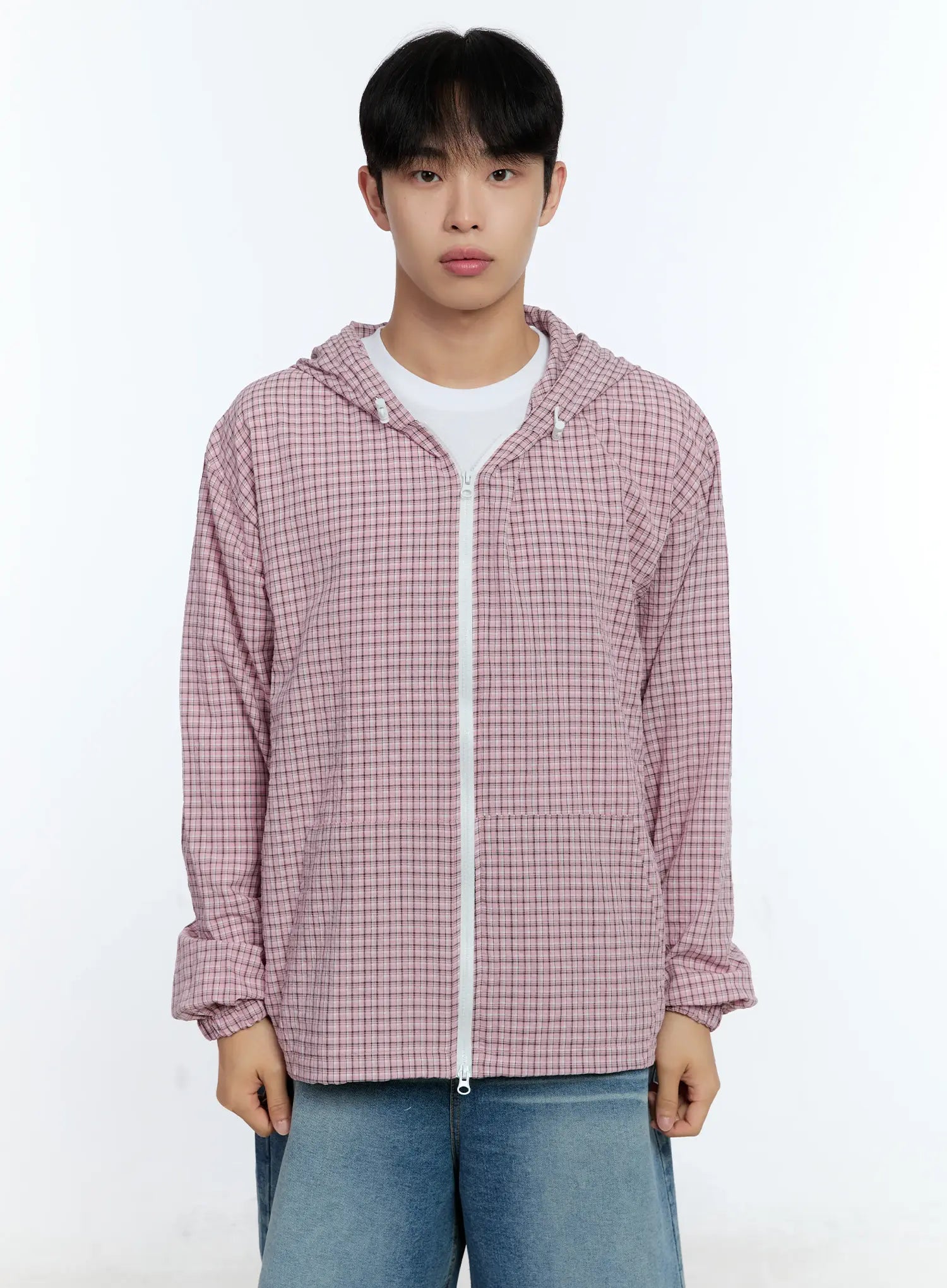 Men's Checkered Windbreaker Jacket IG515