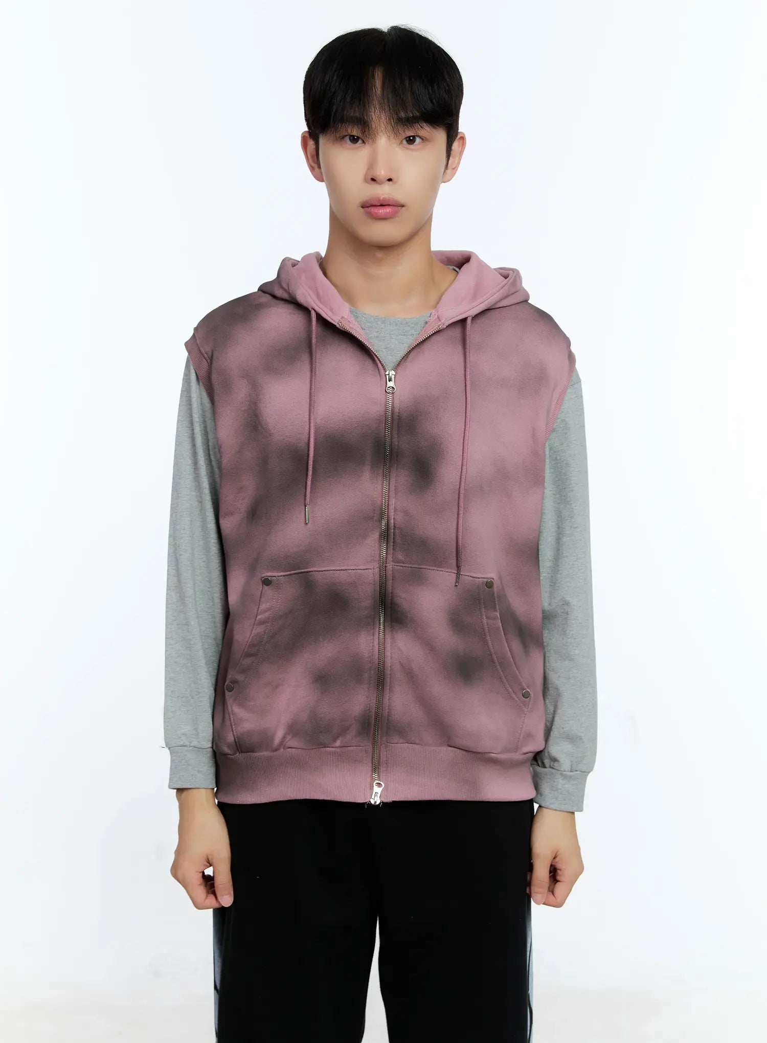 Men's Grunge Tie-Dye Sleeveless Hoodie IG515