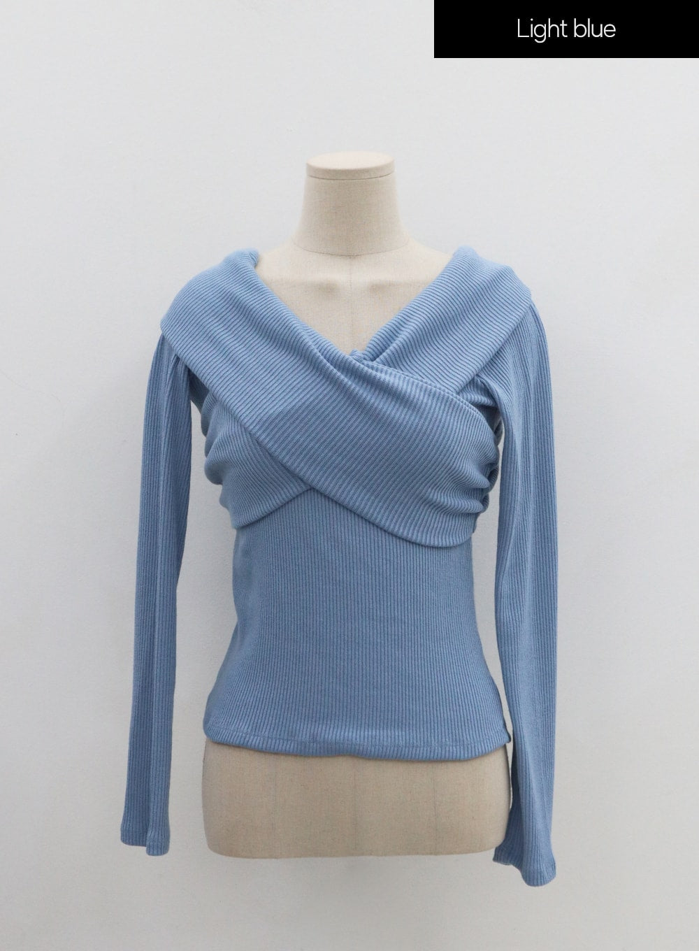 Off-Shoulder Cross Knit Long Sleeve T-Shirt IN07