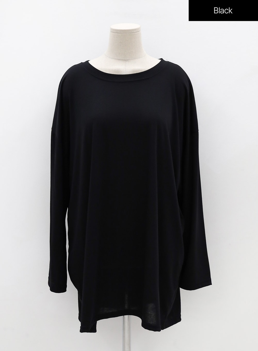 Plus Basic Span Round Neck Long Sleeve T-Shirt IG09