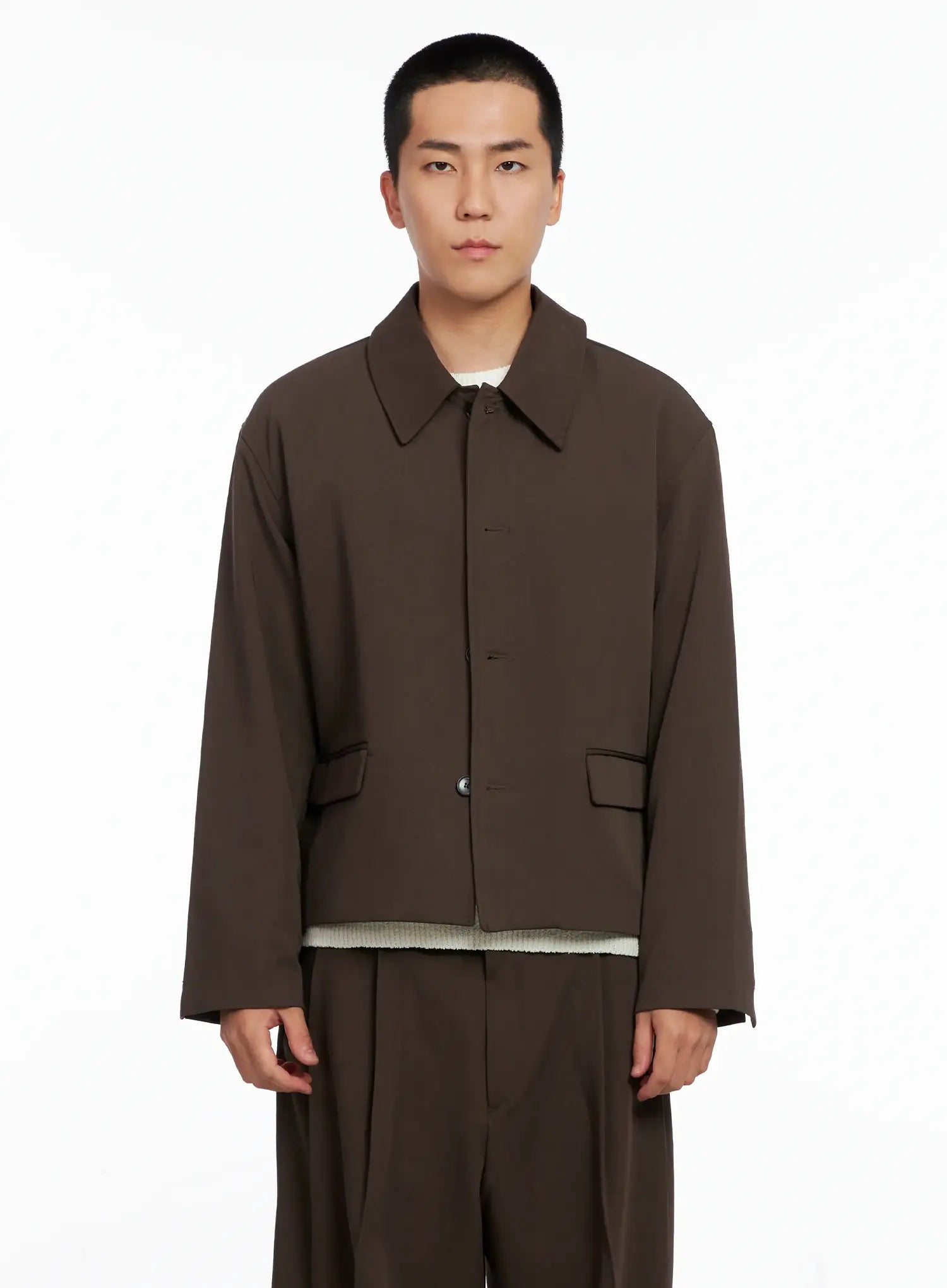 Men's Cropped Button-Up Jacket IS502