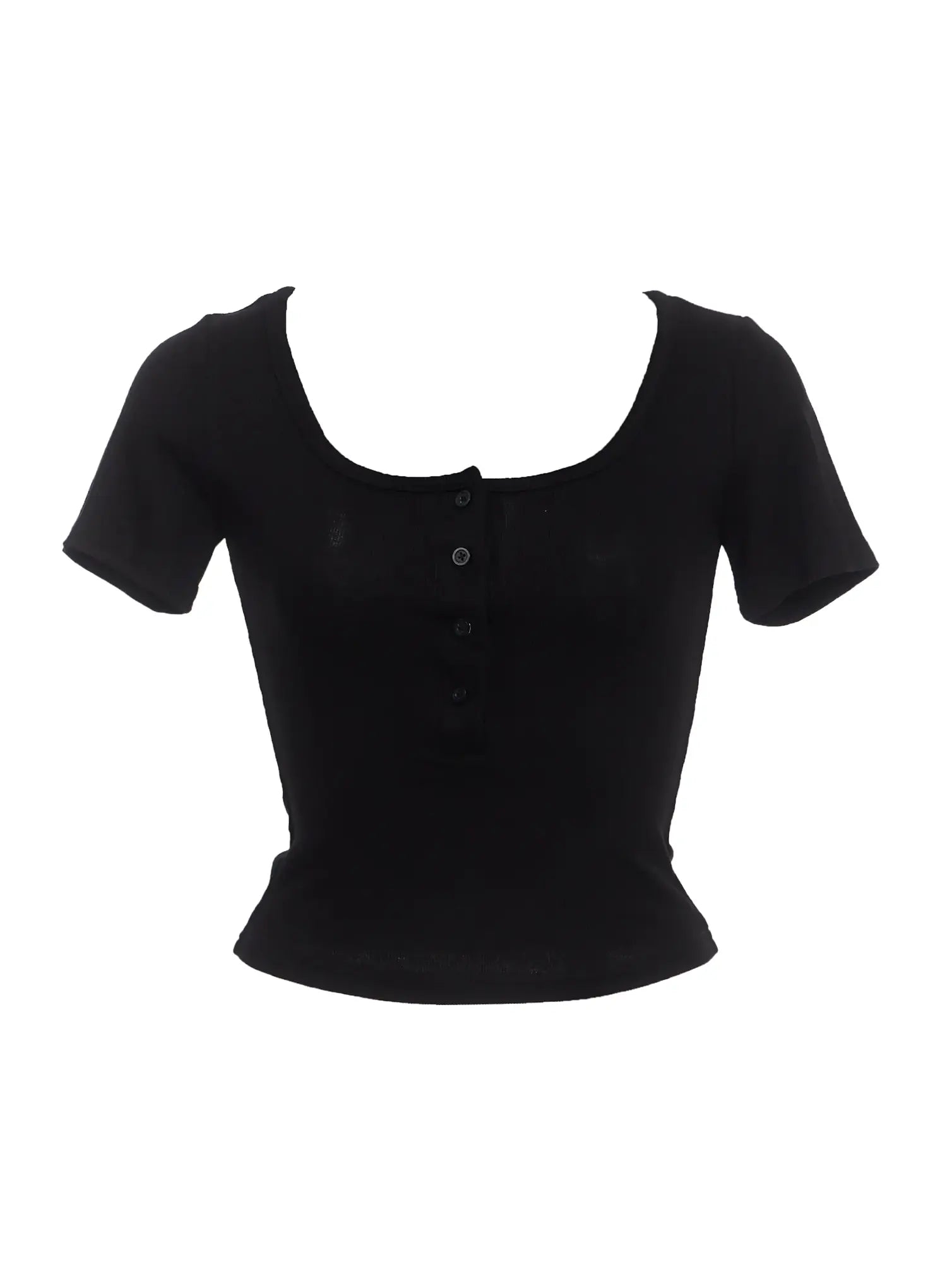 Buttoned Scoop-Neck Crop Top IC503