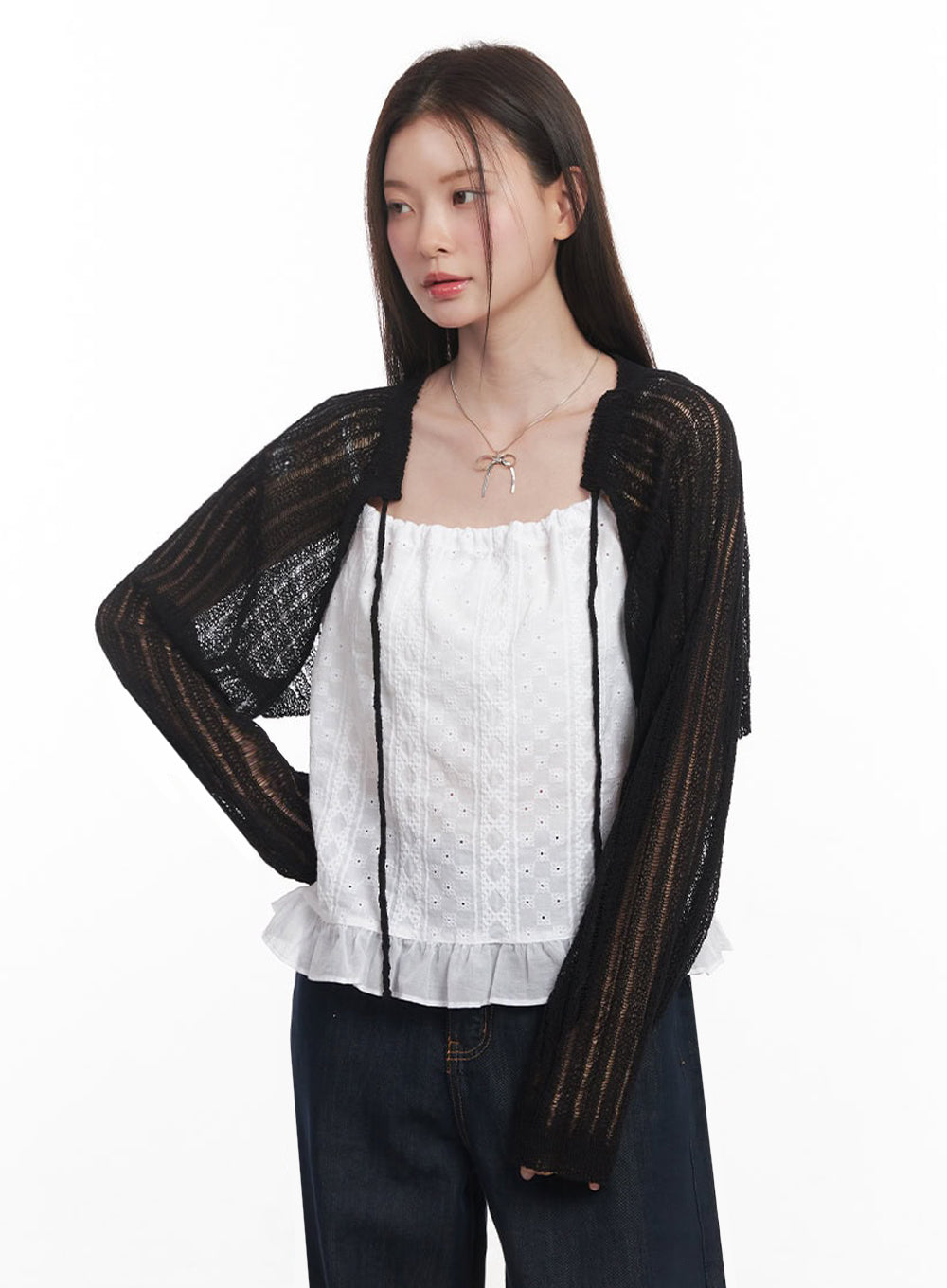 Sheer Knit Bolero Cardigan IY509