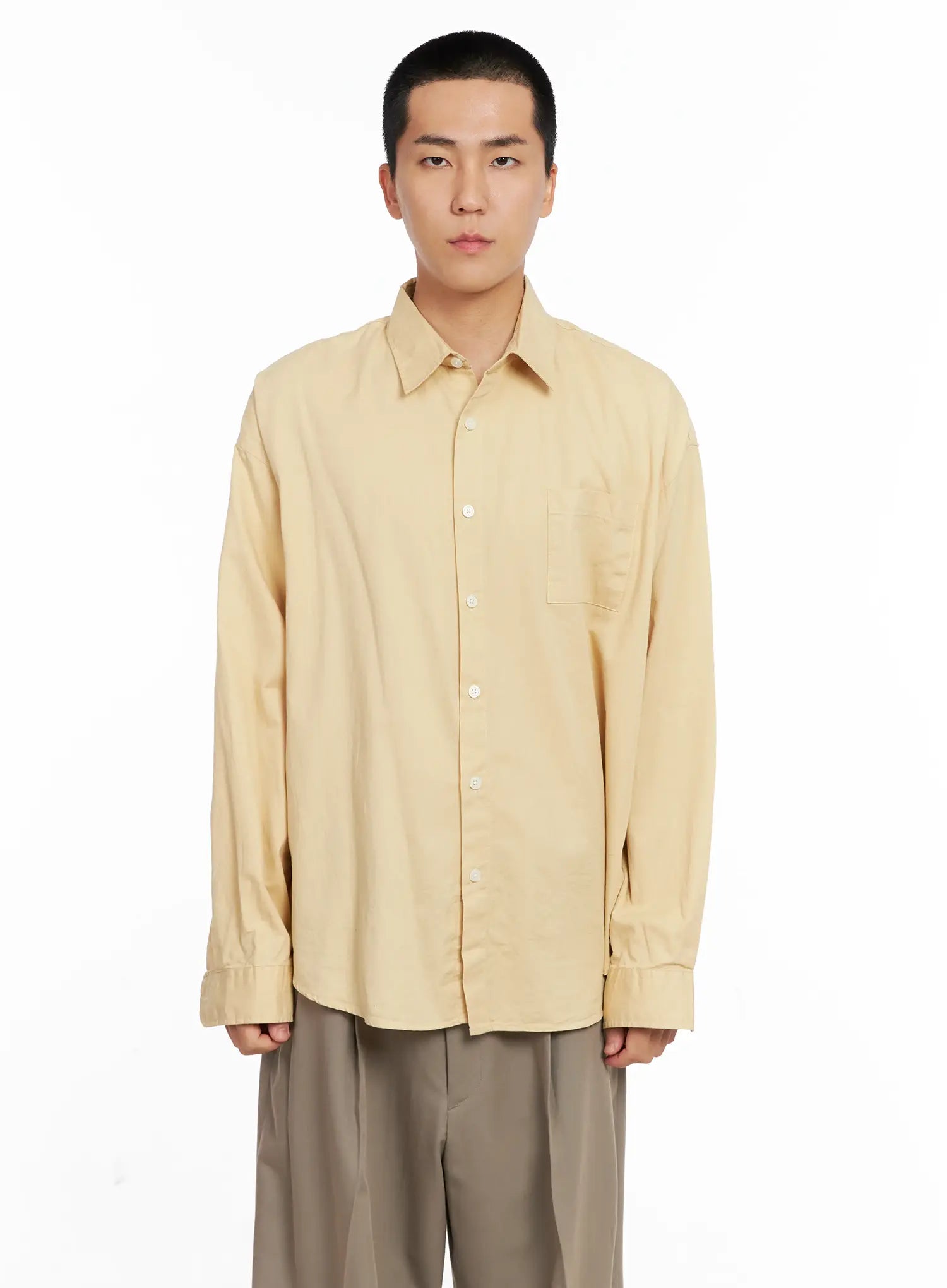 Men's Classic White Button-Up Shirt IS502