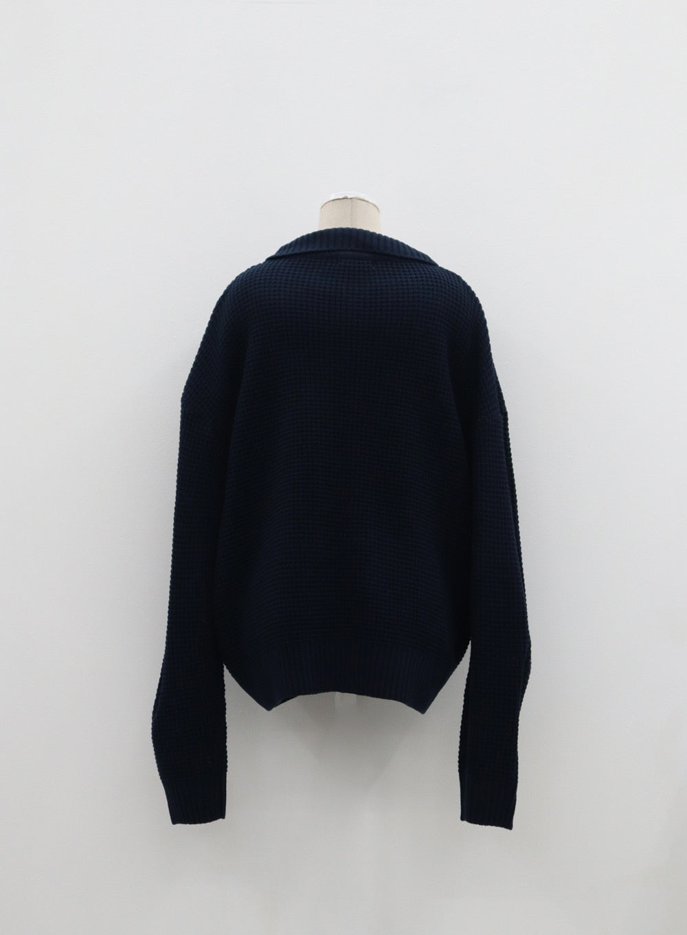 Plus Waffle Pattern Collared Two Way Zip-Up Knit