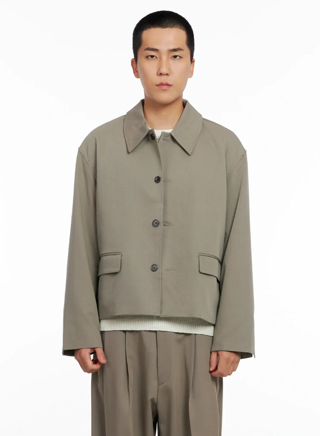 Men's Cropped Button-Up Jacket IS502