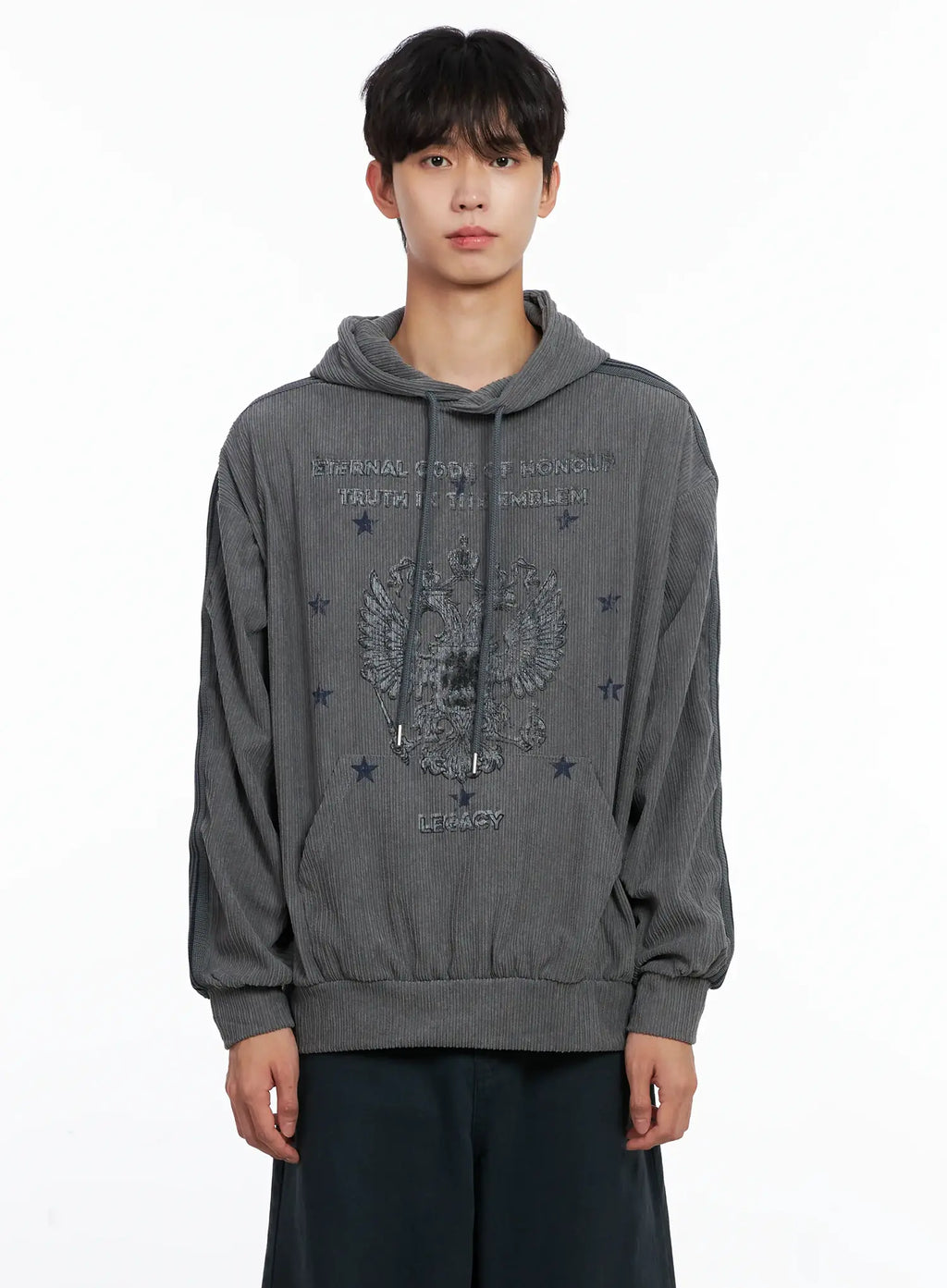 Men's Embroidered Corduroy Hoodie IS519