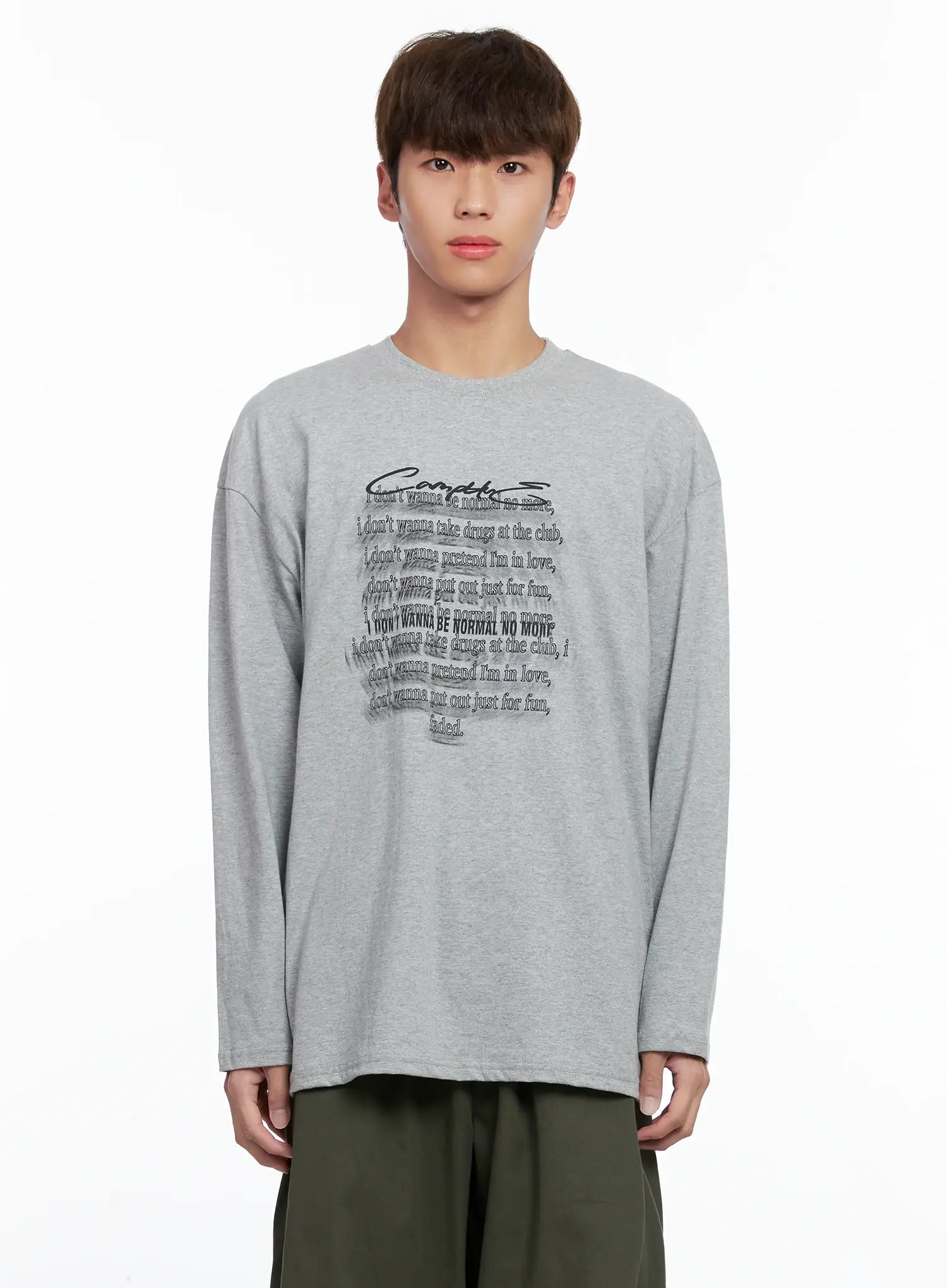 Men's Graphic Lettering Long Sleeve IO506