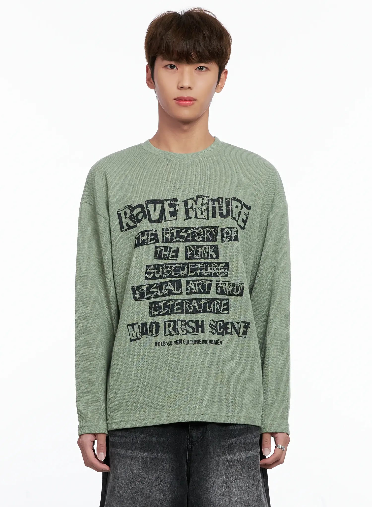 Men's Rave Future Graphic Knit Sweater IO502