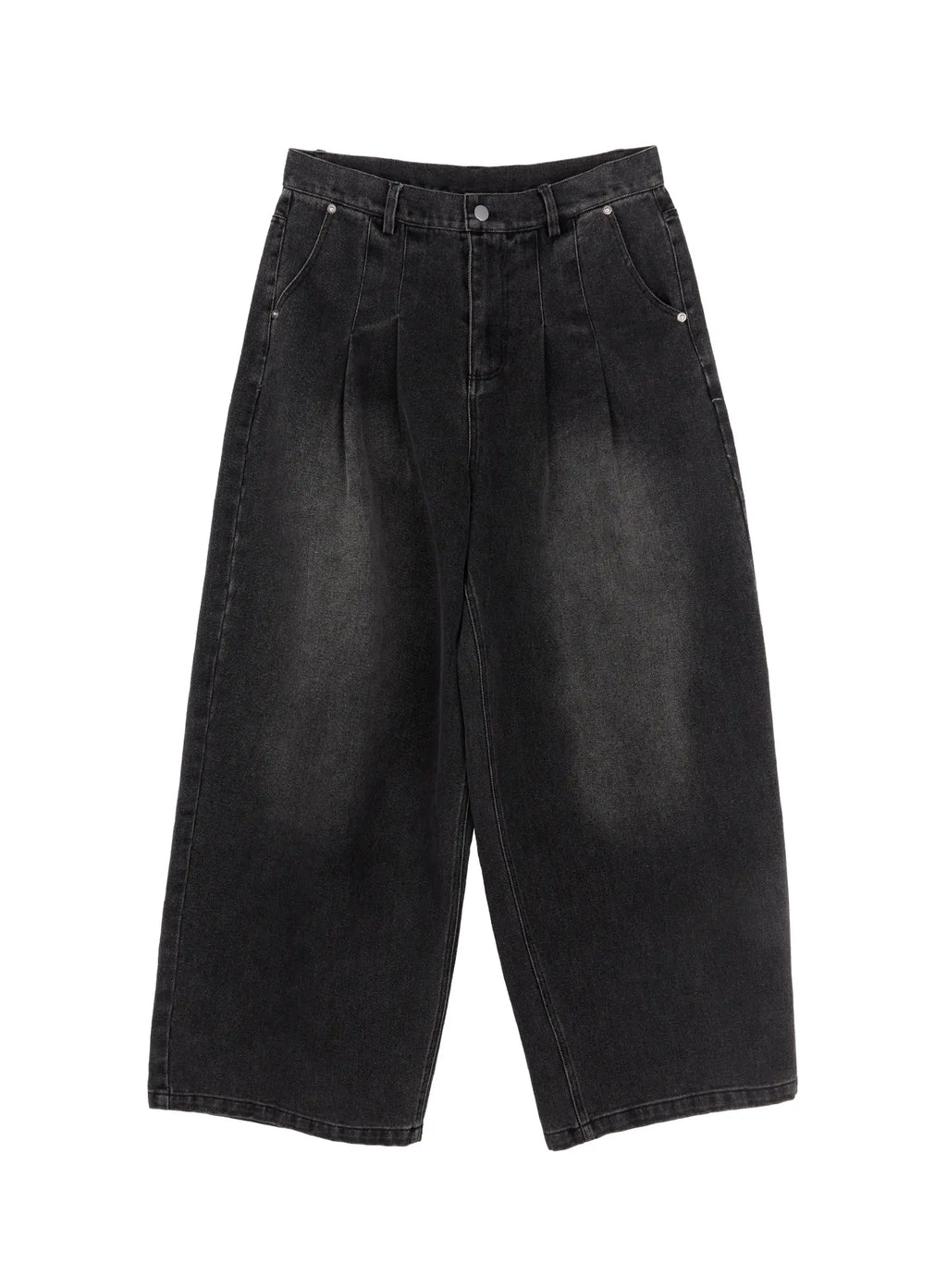 Men's Wide-Leg Two-Tuck Denim Jeans IO502