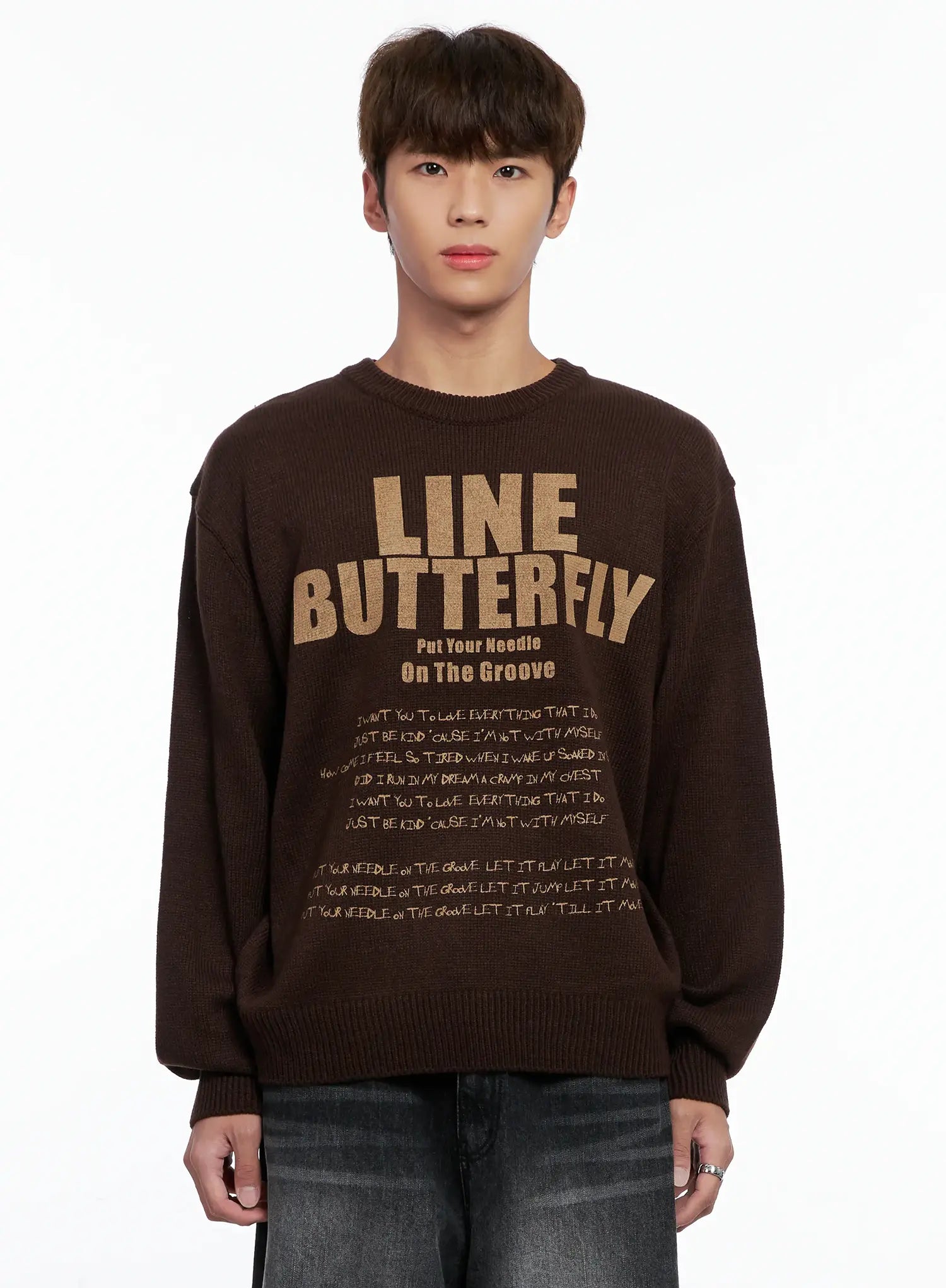 Men's Statement Graphic Knit Sweater IO502