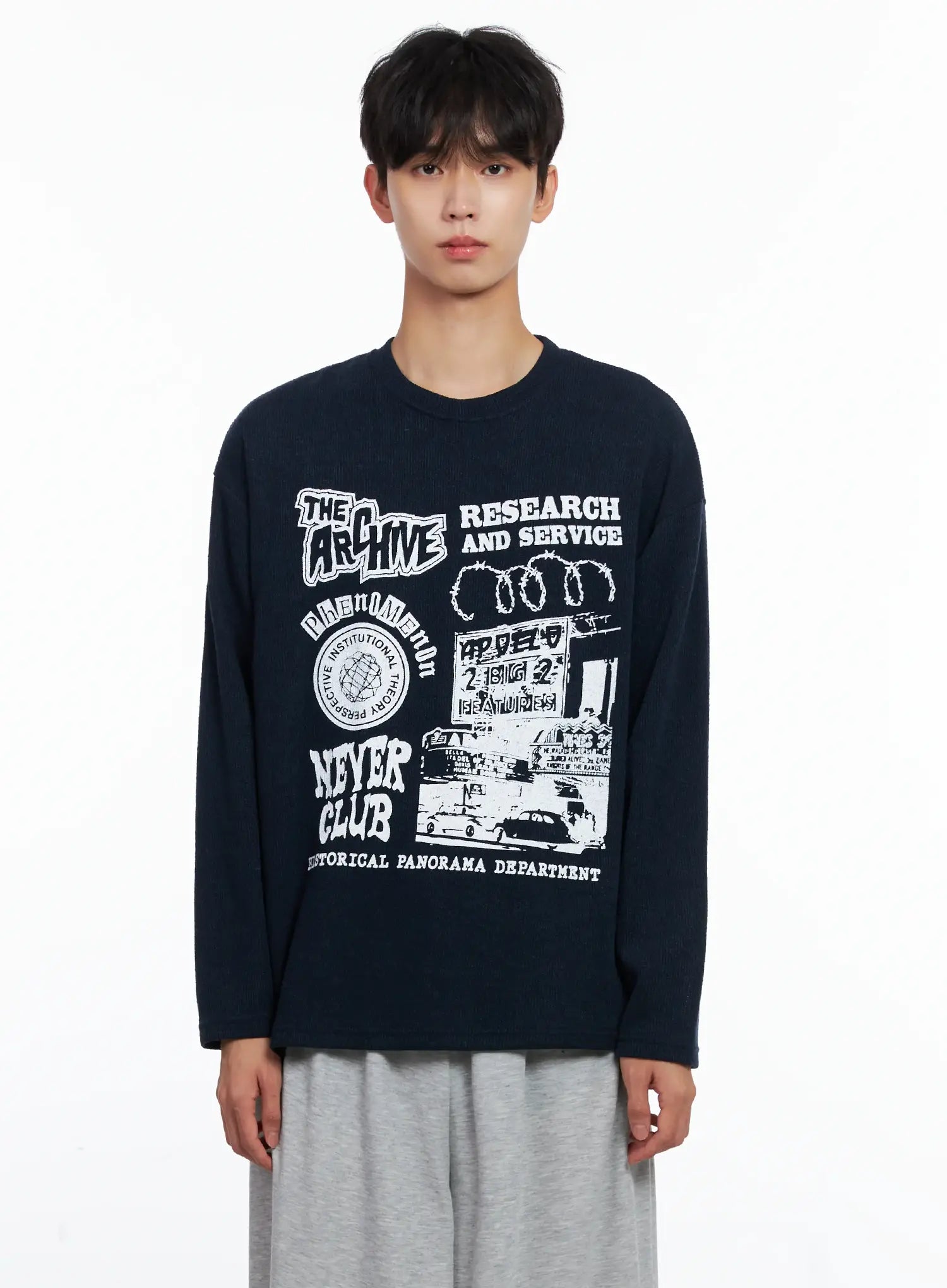 Men's Graphic Knit Long-Sleeve Top IS519