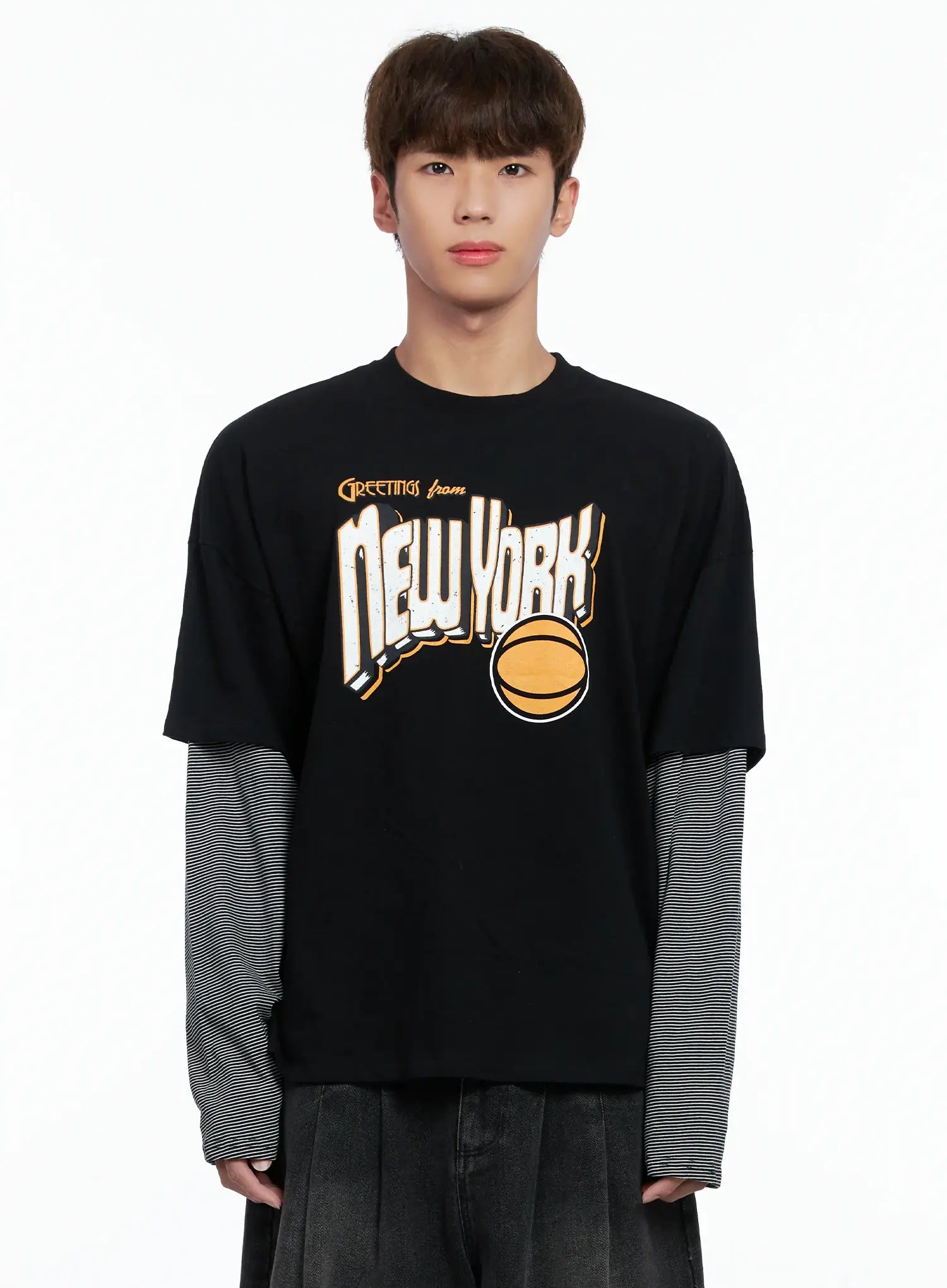 Men's New York Striped Layered Tee IO502