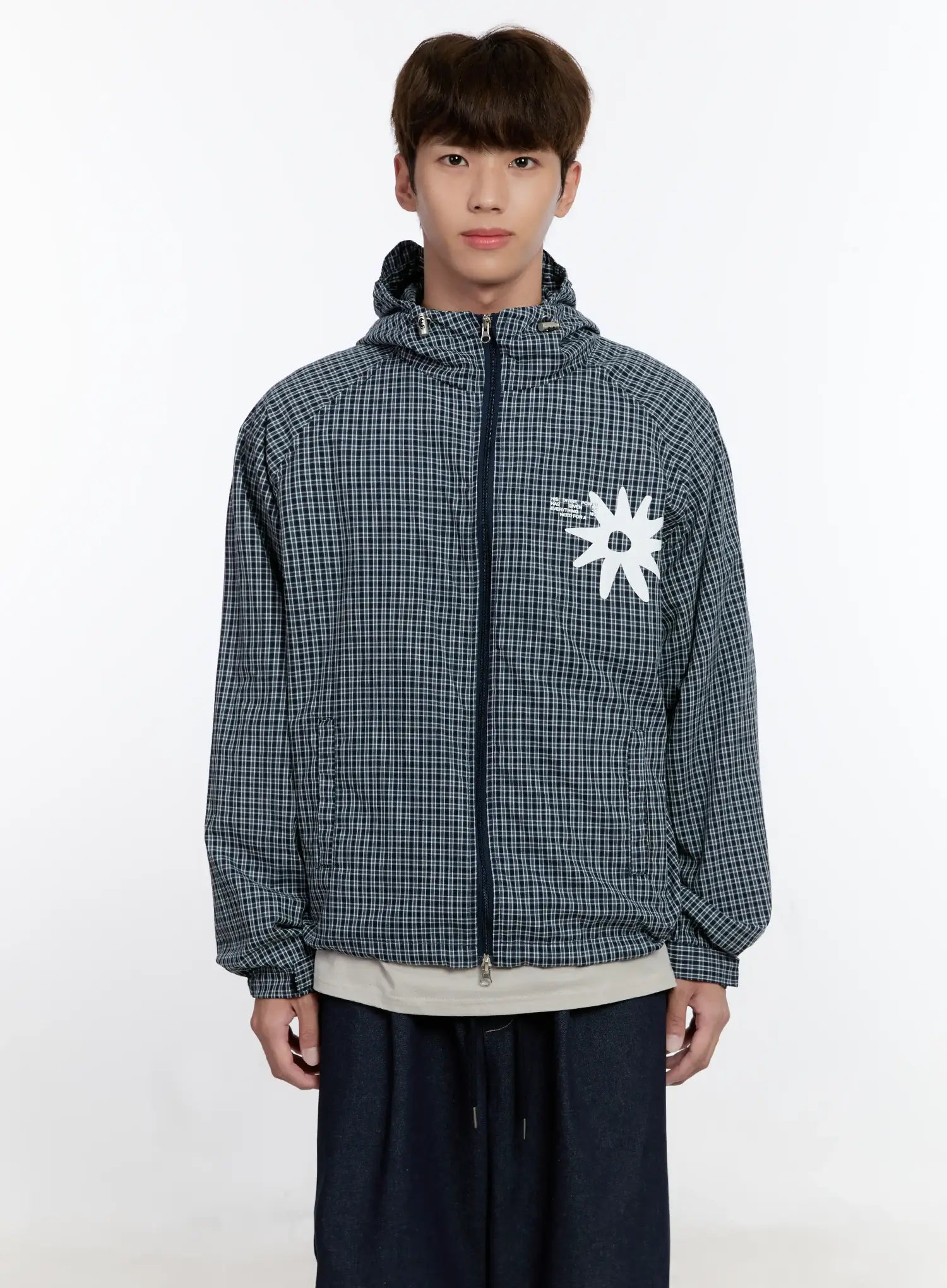 Men's Checkered Windbreaker Jacket IS529