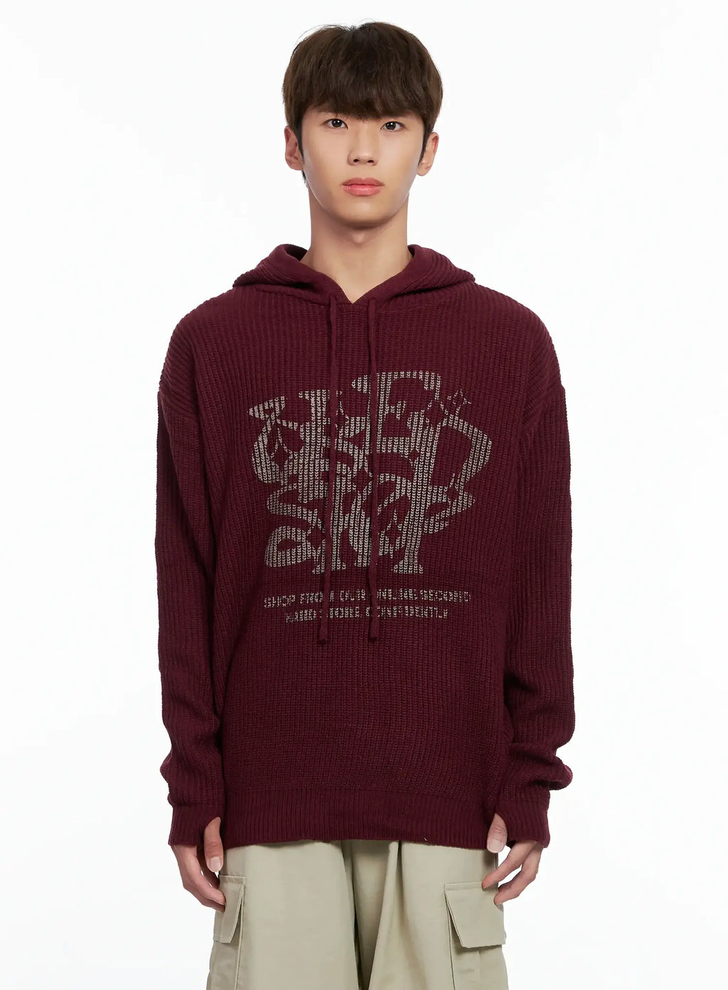 Men's Letter Knit Hoodie IO506