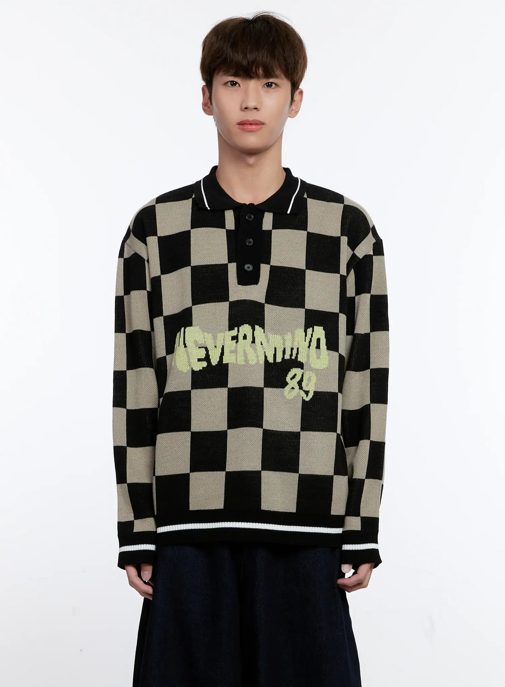 Men's Checkered Knit Sweater IS530
