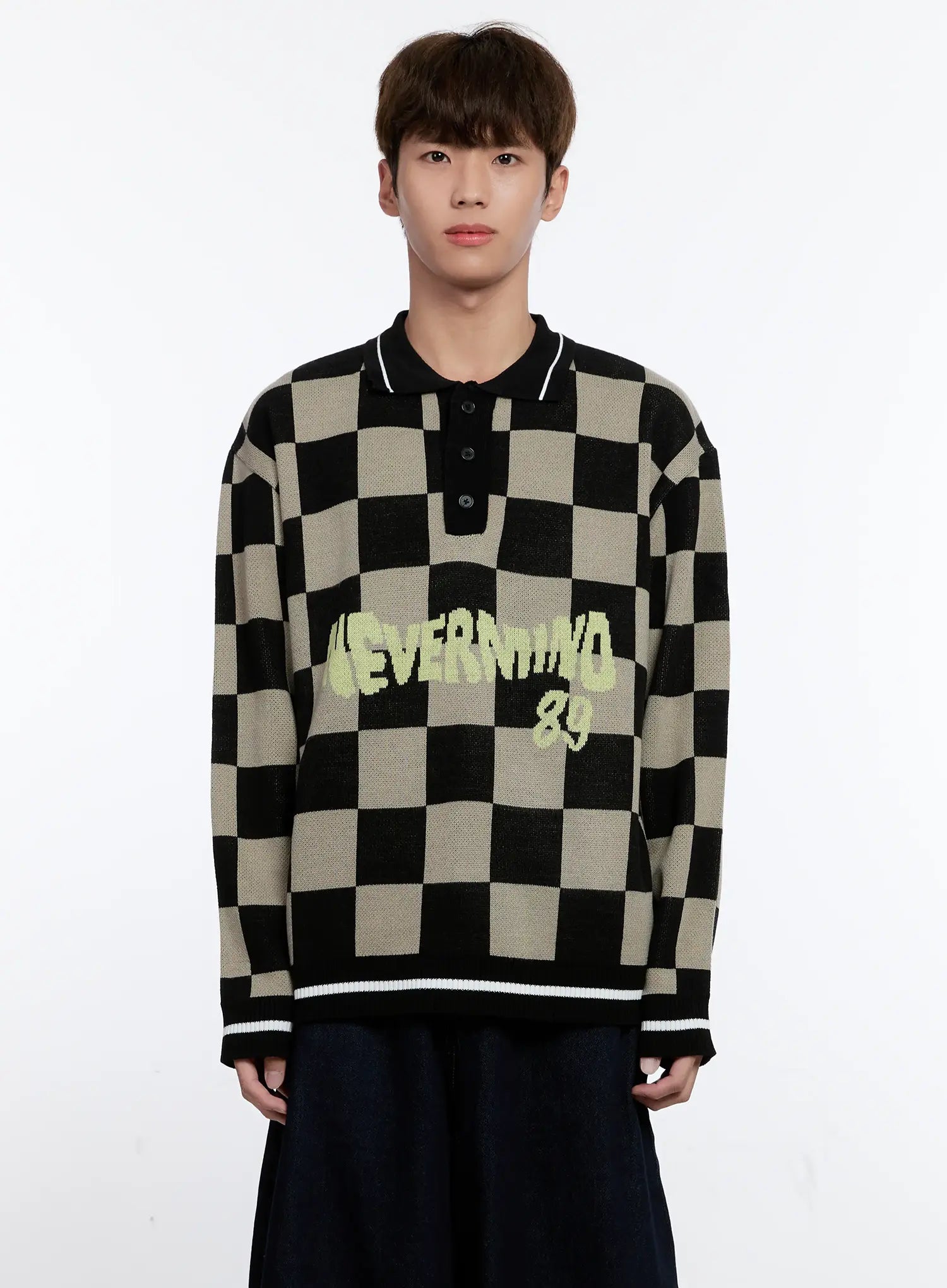 Men's Checkered Knit Sweater IS530