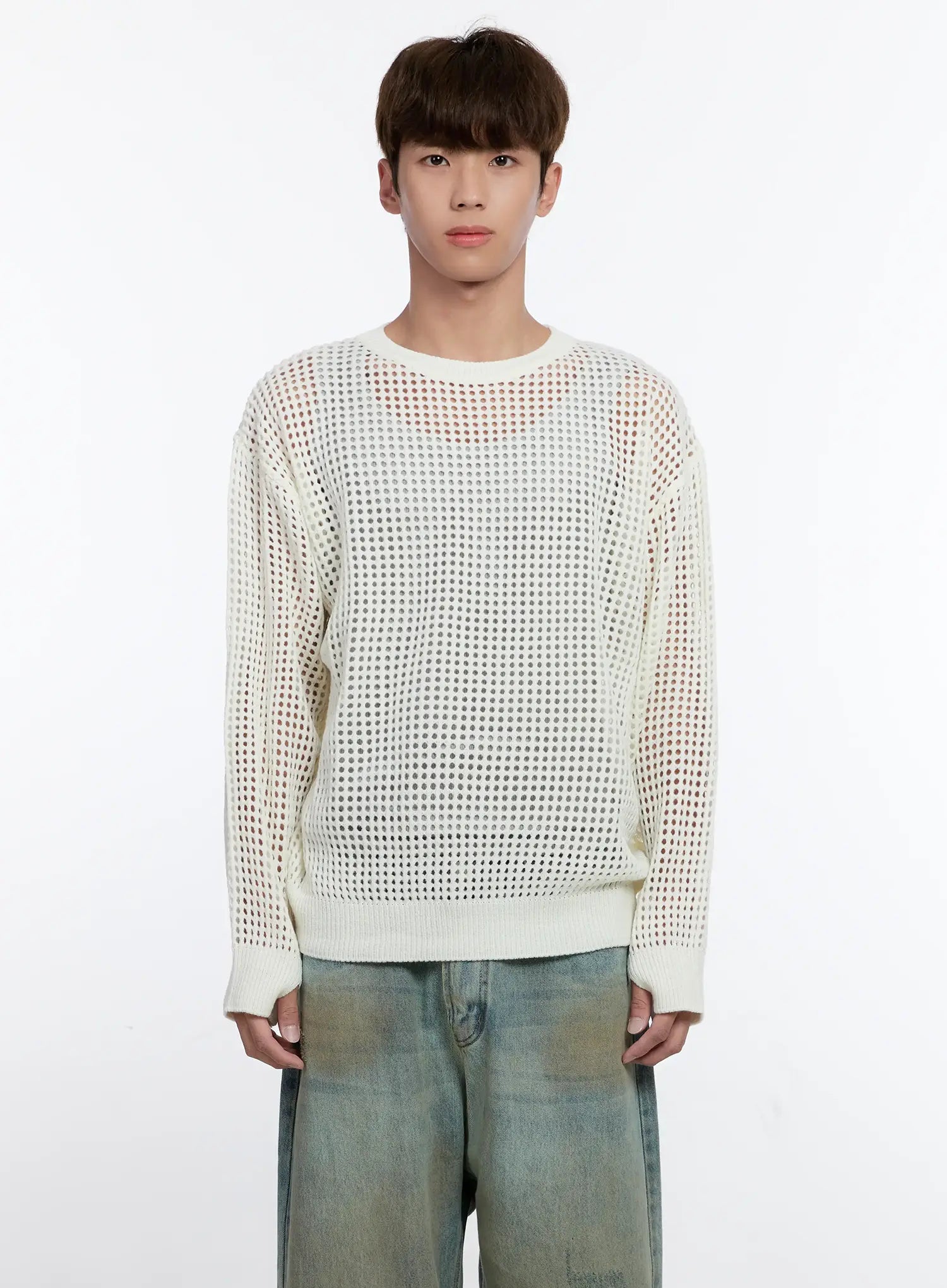 Men's Mesh Knit Sweater IS529