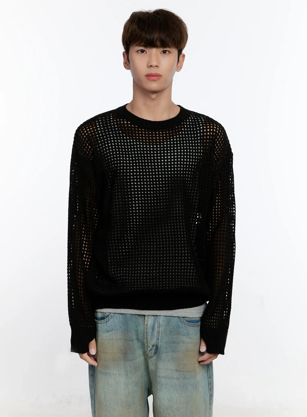 Men's Mesh Knit Sweater IS529