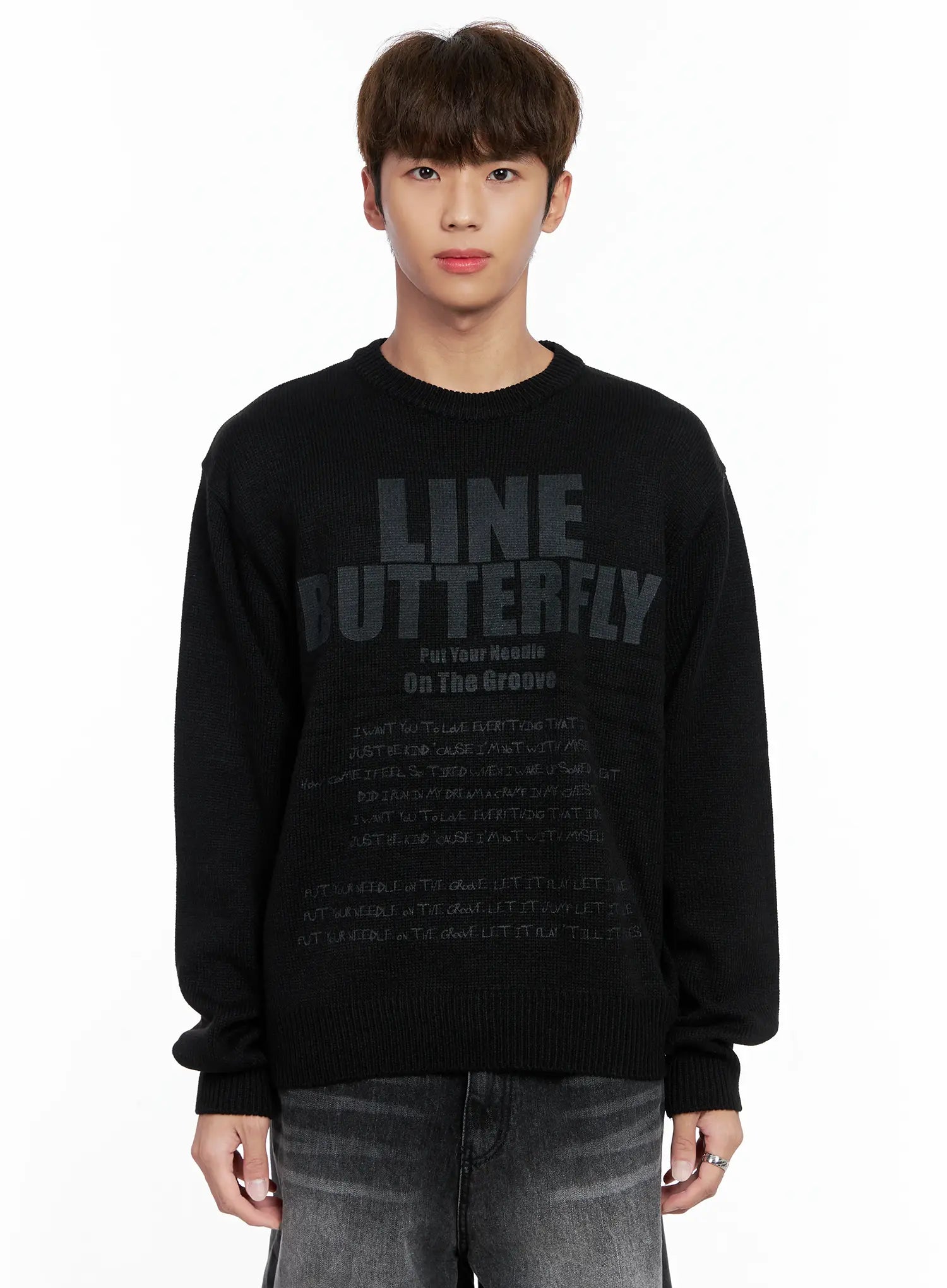 Men's Statement Graphic Knit Sweater IO502