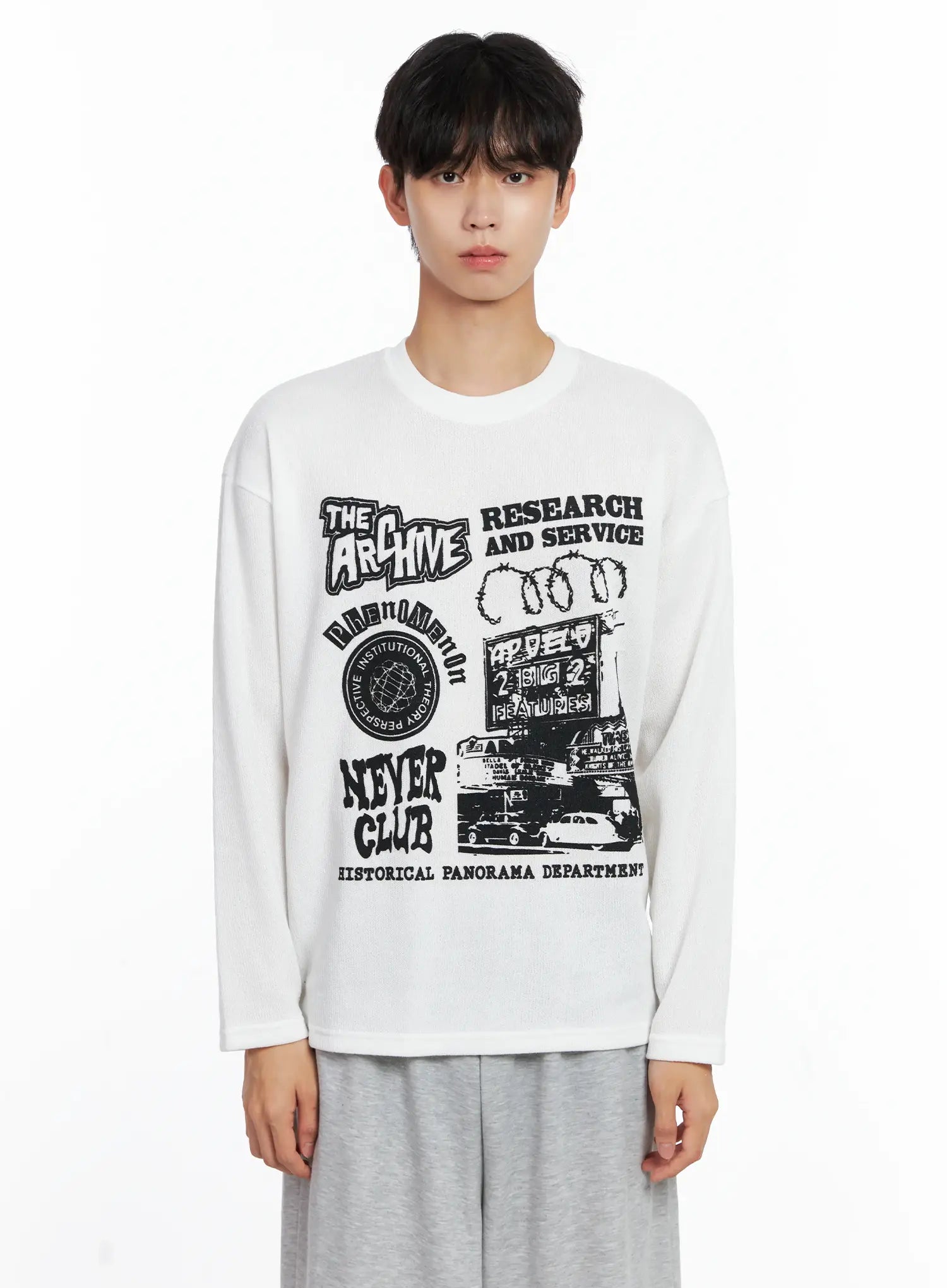 Men's Graphic Knit Long-Sleeve Top IS519