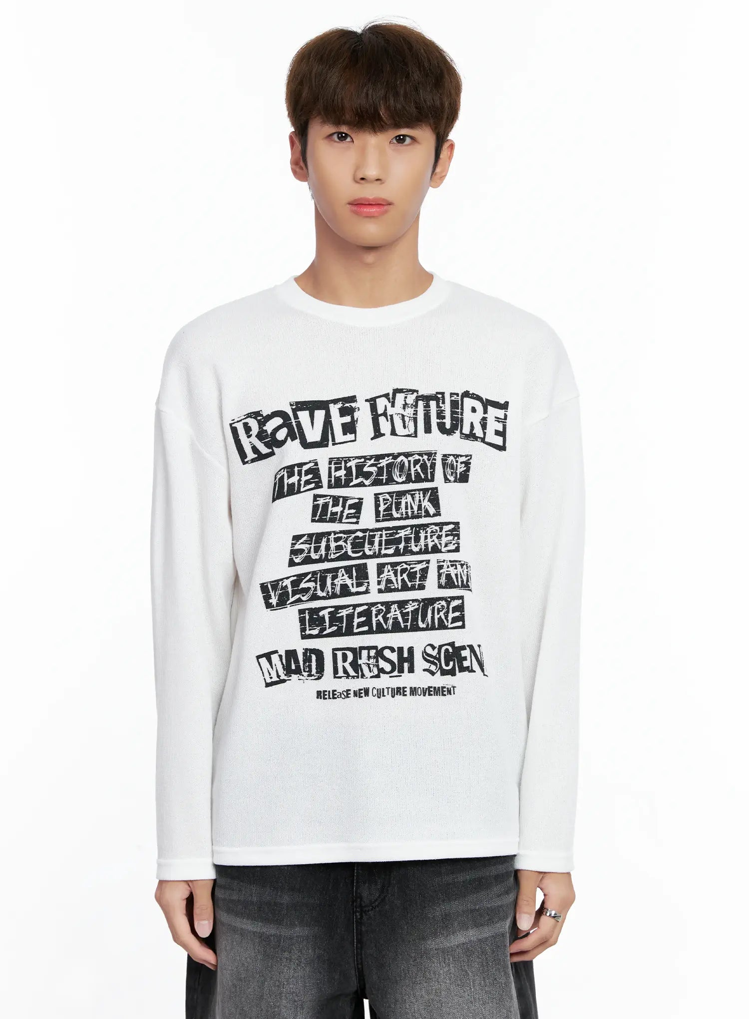 Men's Rave Future Graphic Knit Sweater IO502