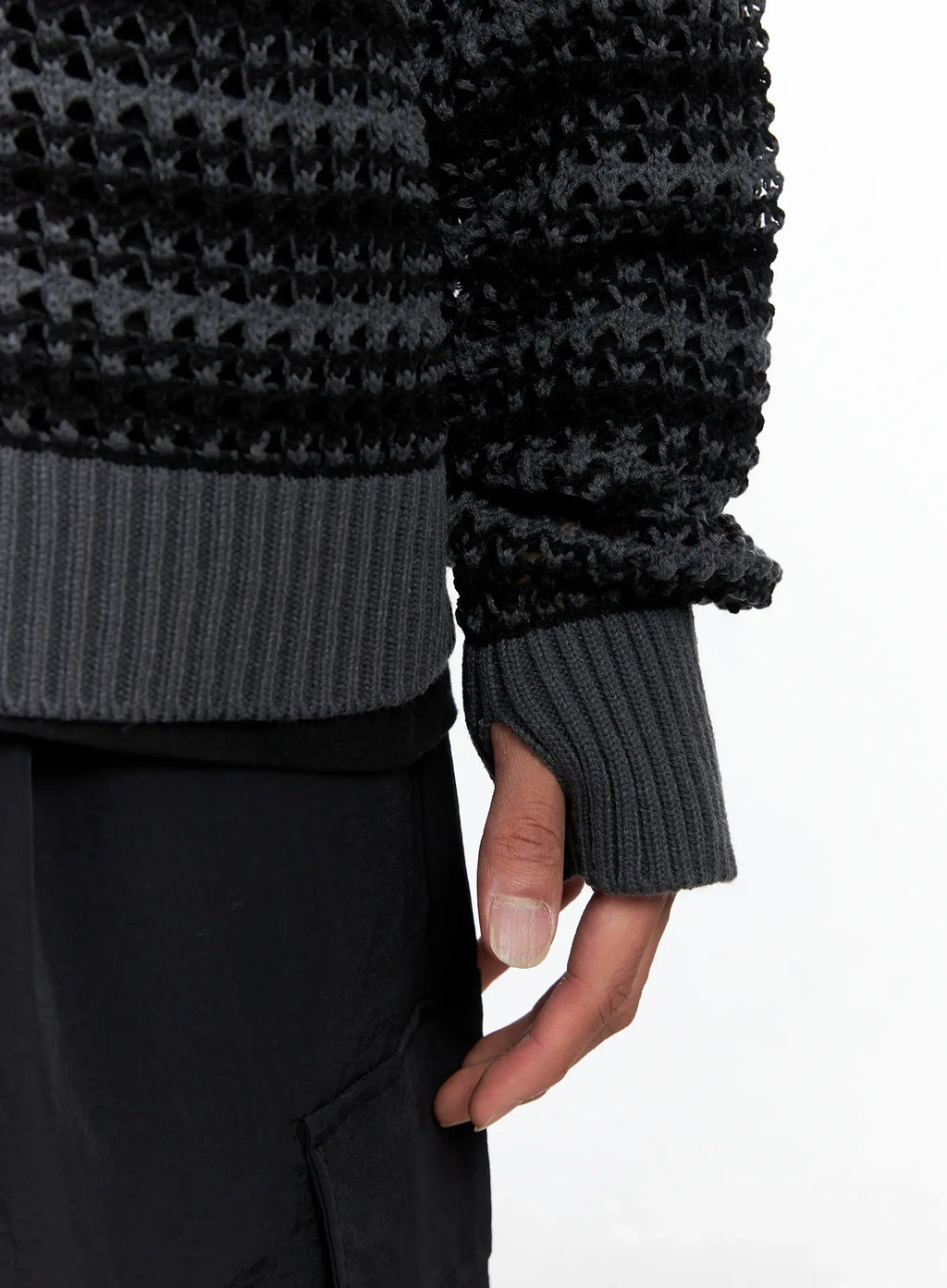 Men's Striped Textured Double Zip-Up Hoodie IO506