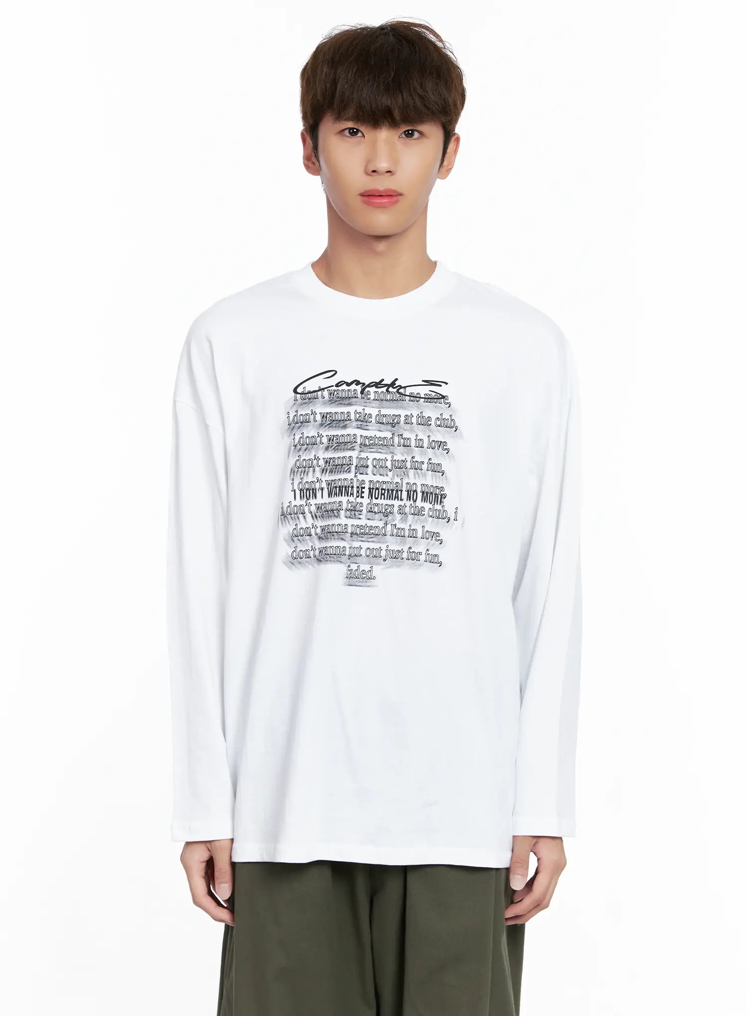 Men's Graphic Lettering Long Sleeve IO506