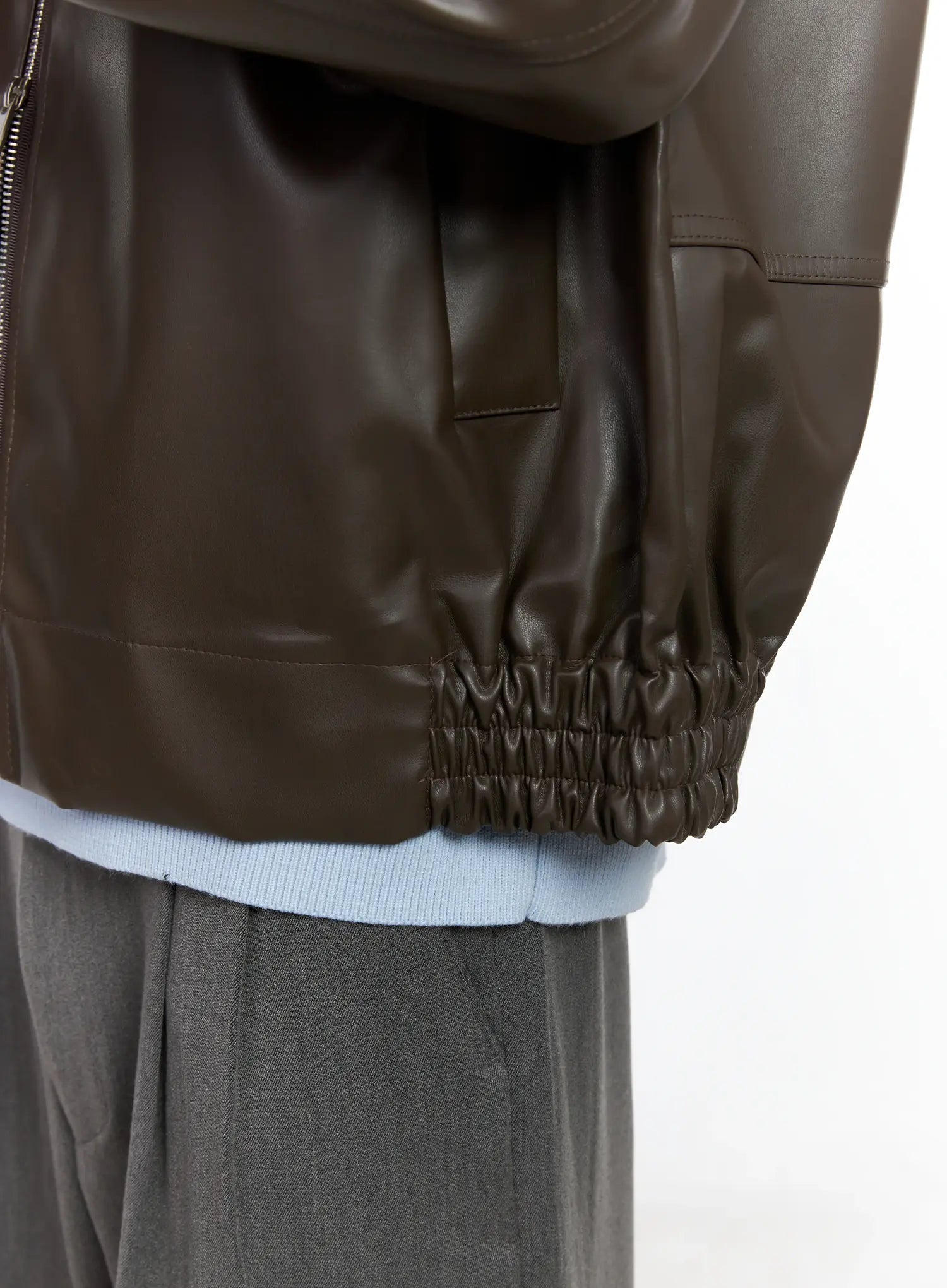 Men's Classis Faux Leather Zip-Up Jacket Is519