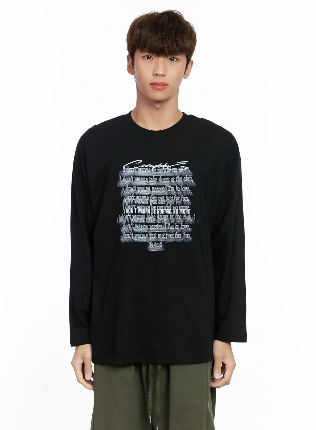 Men's Graphic Lettering Long Sleeve IO506