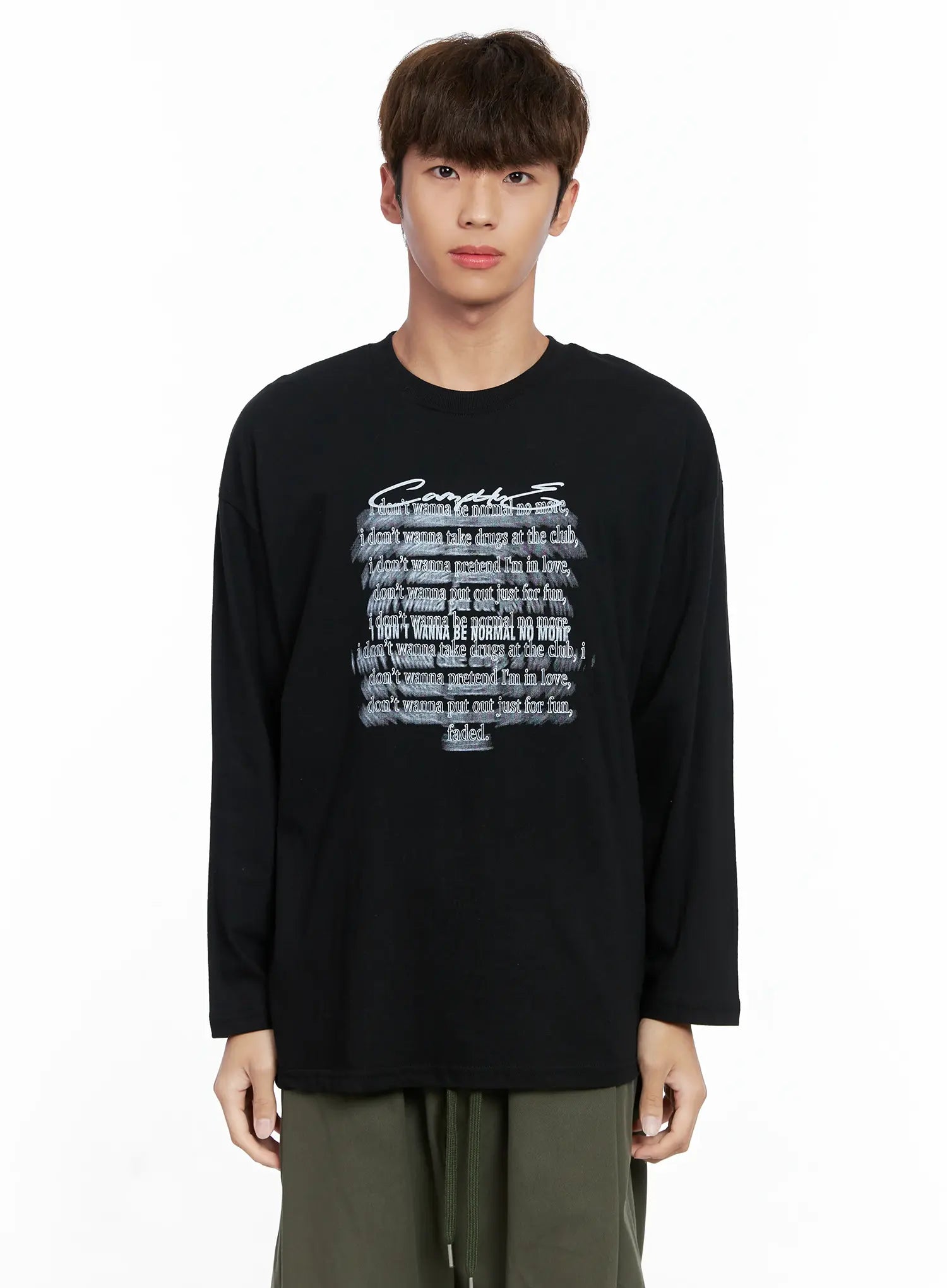 Men's Graphic Lettering Long Sleeve IO506