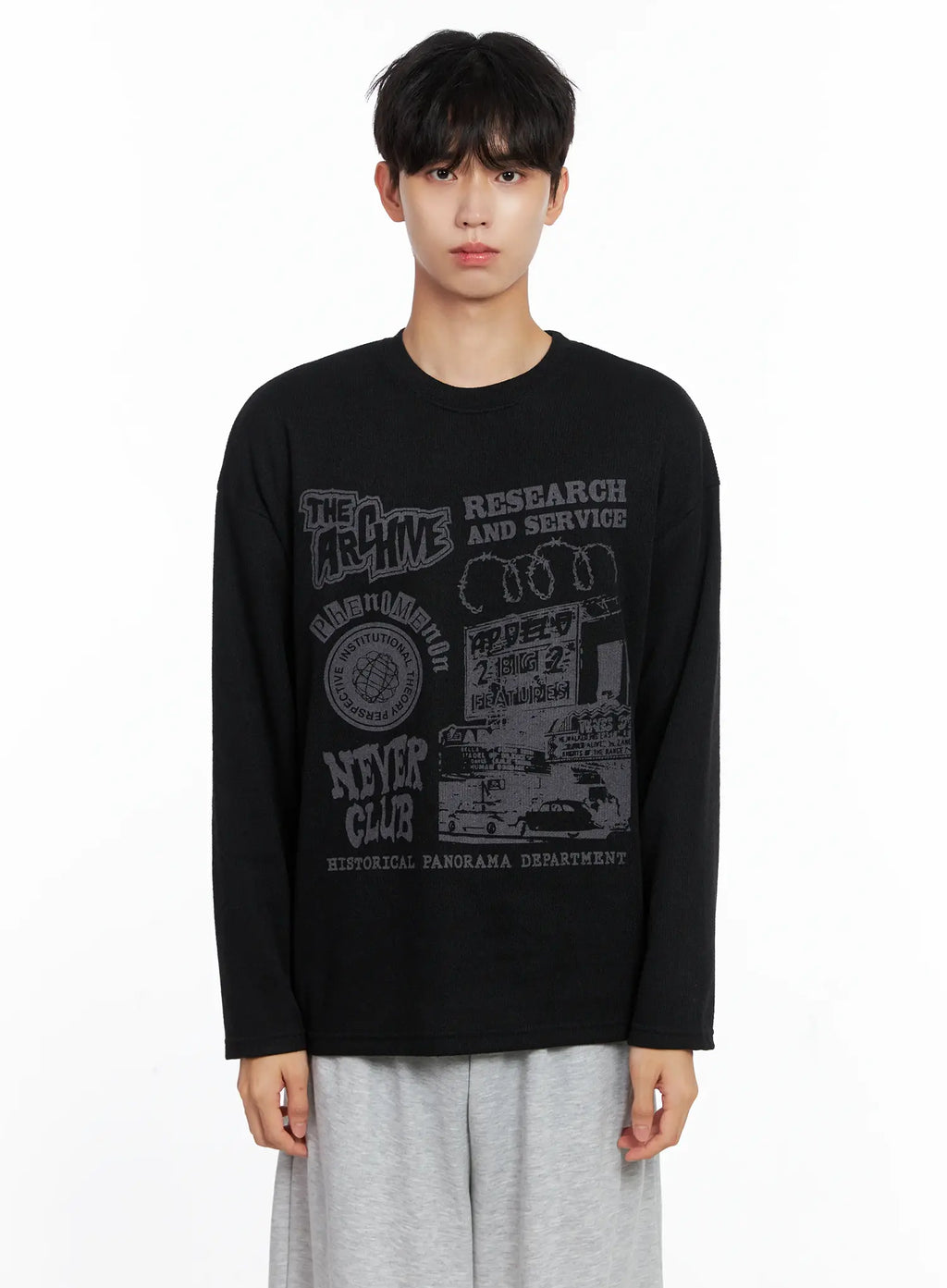 Men's Graphic Knit Long-Sleeve Top IS519