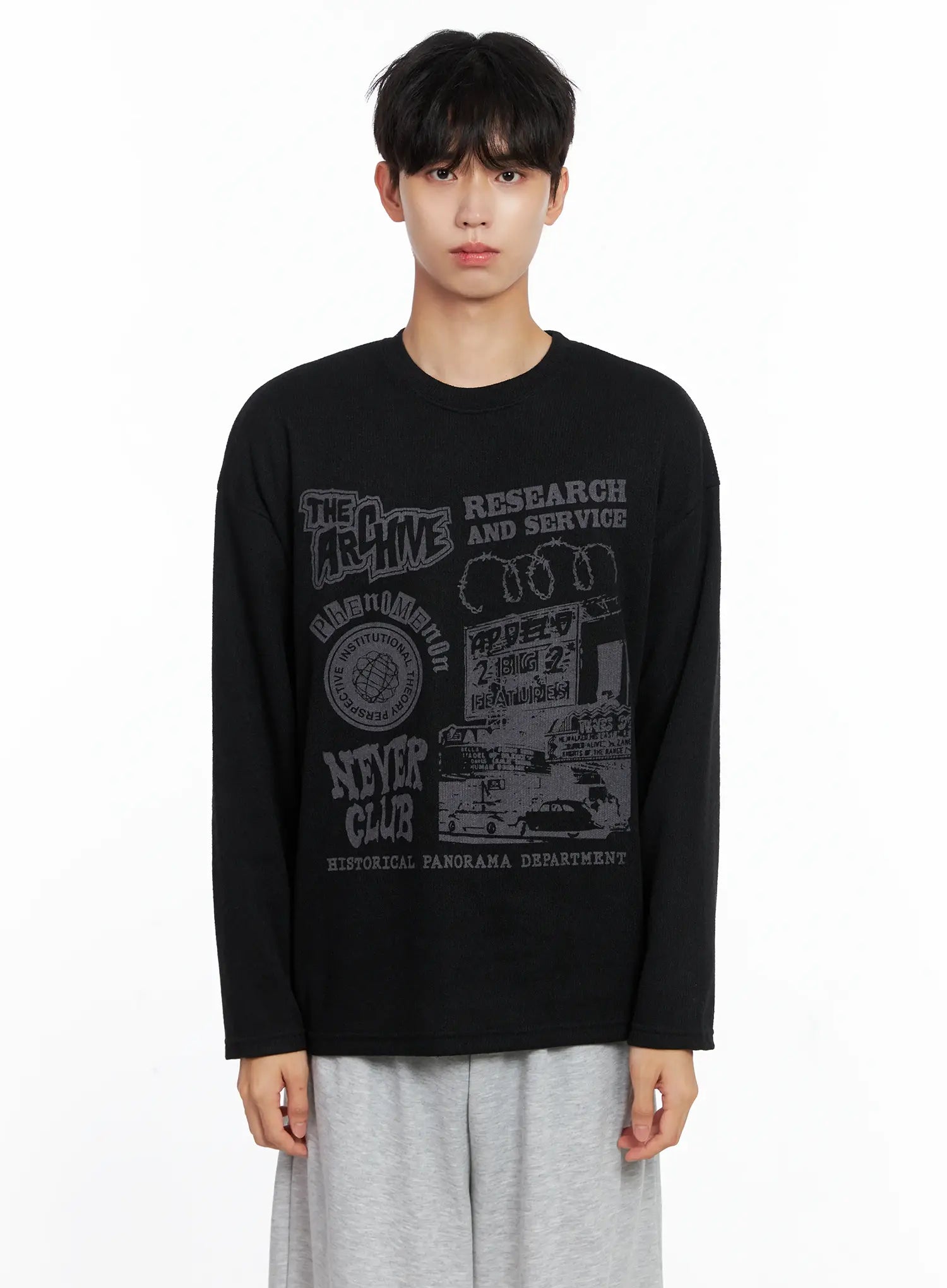 Men's Graphic Knit Long-Sleeve Top IS519