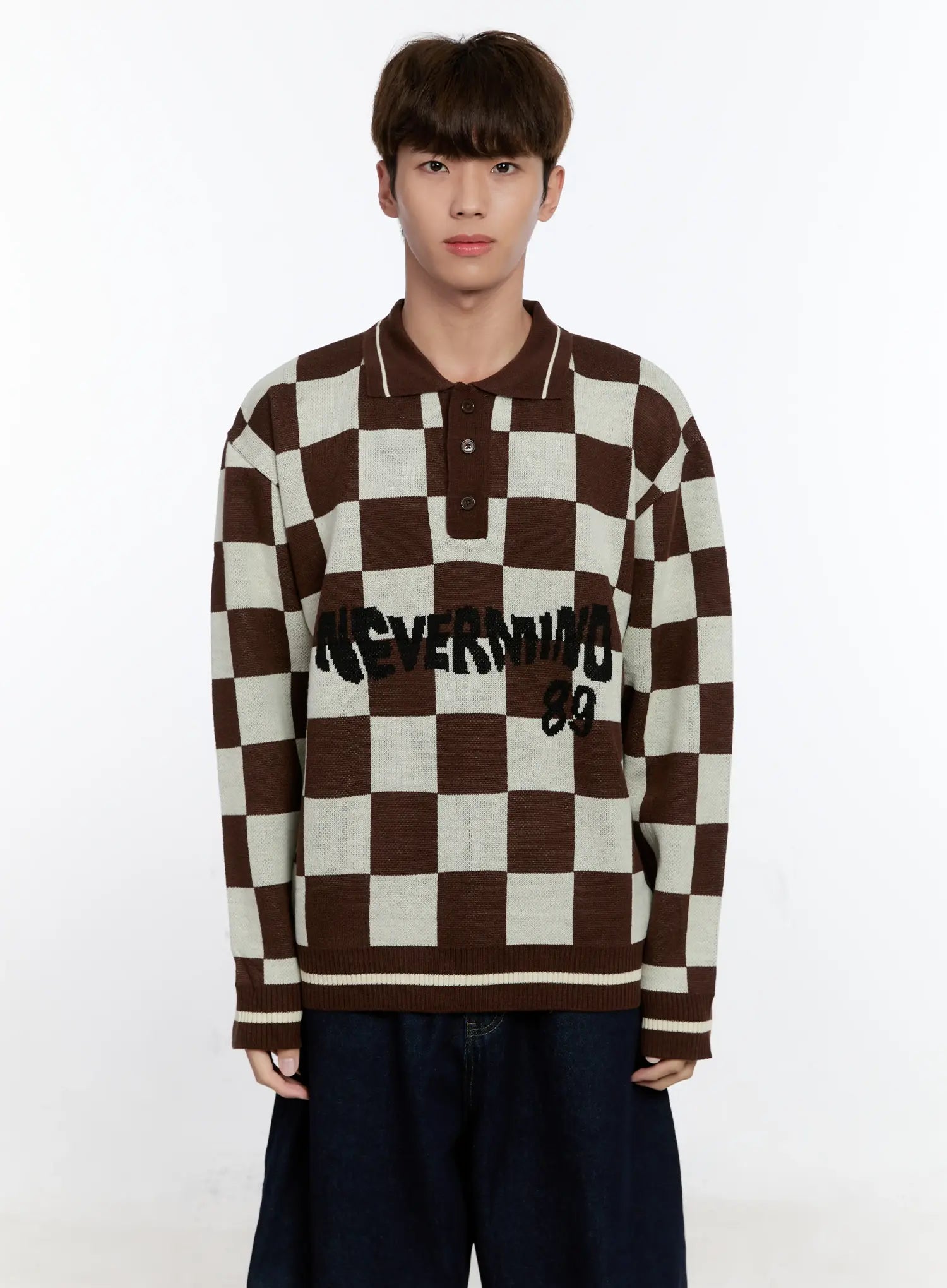 Men's Checkered Knit Sweater IS530