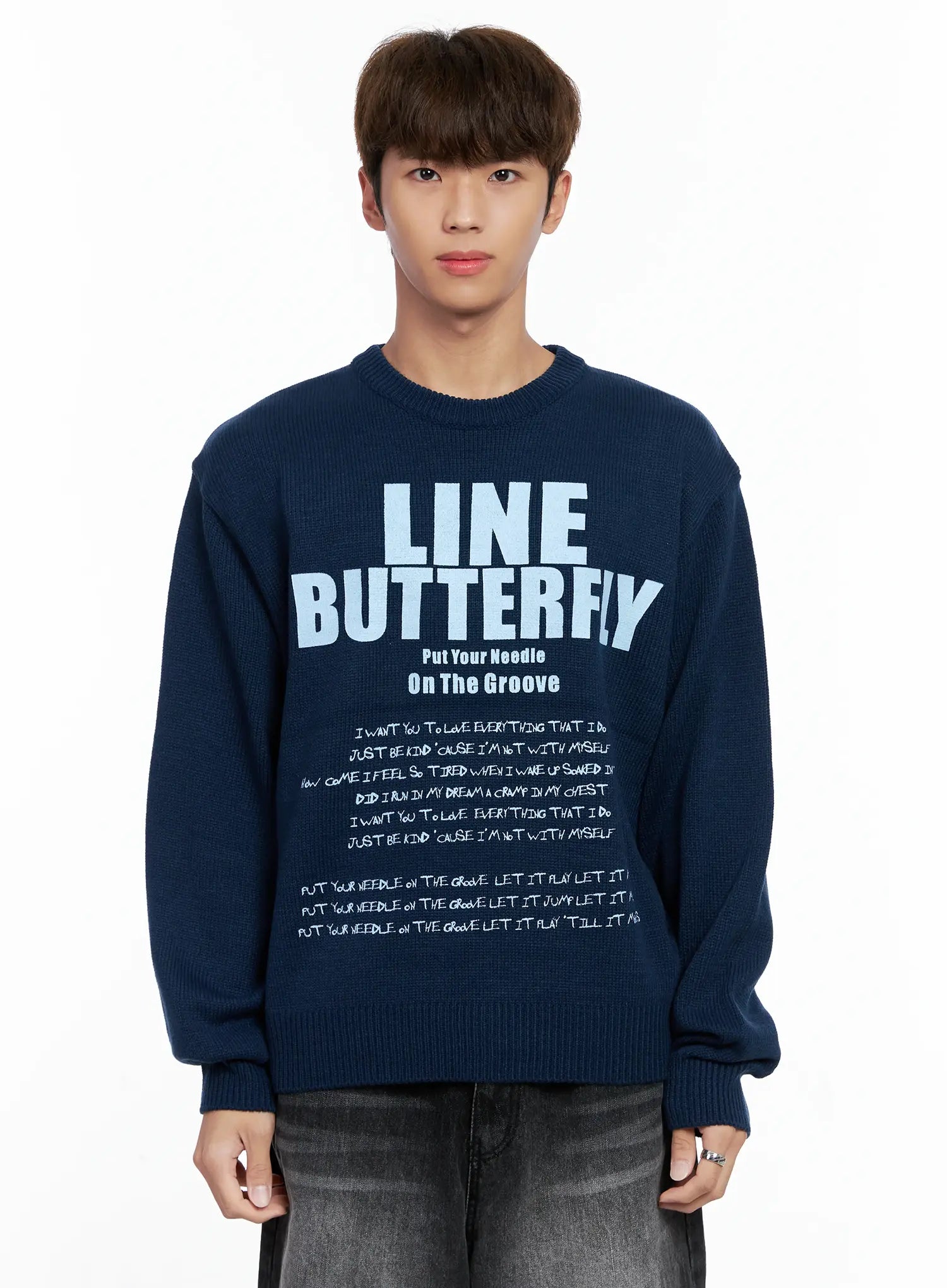 Men's Statement Graphic Knit Sweater IO502